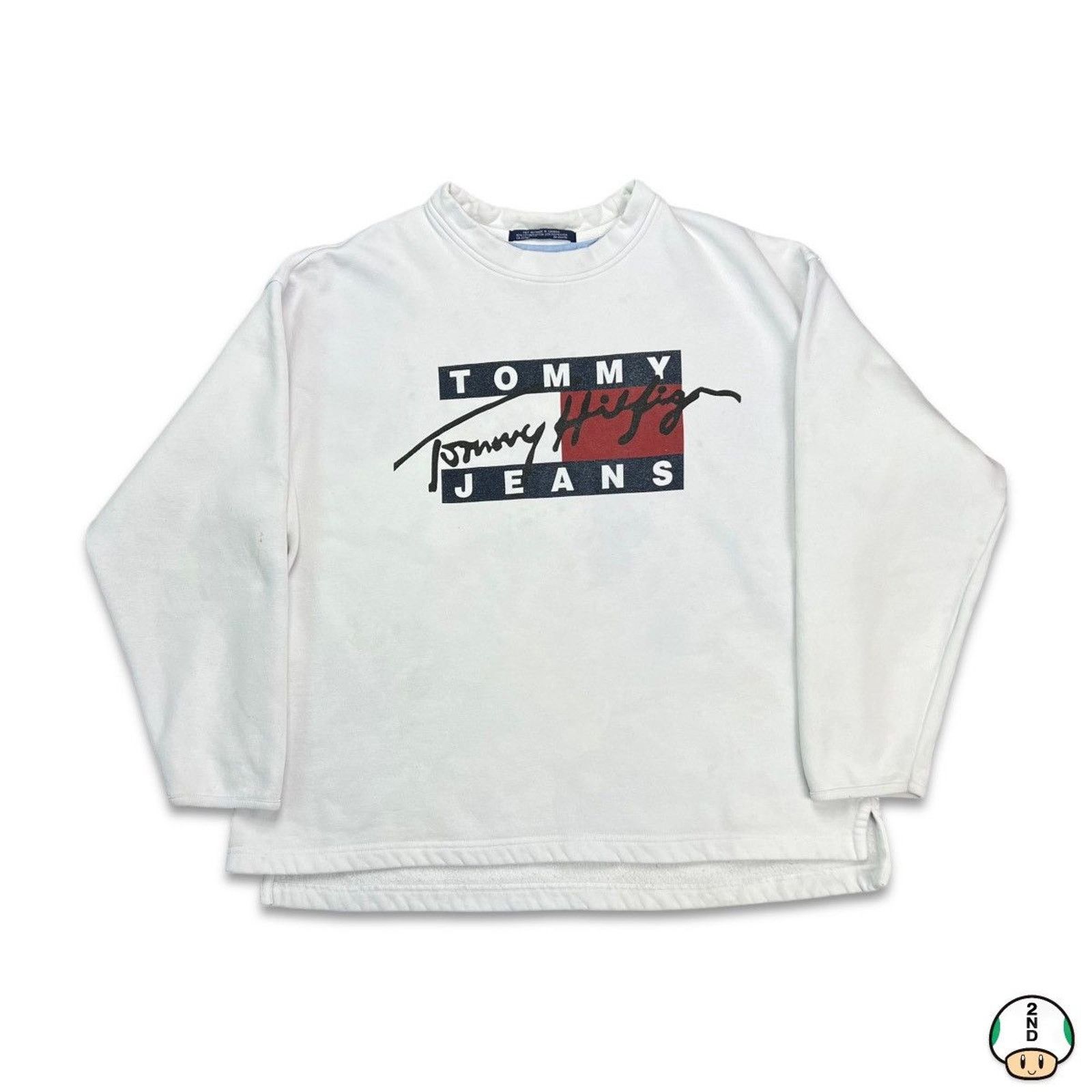Tommy Hilfiger × Vintage VTG Tommy Hilfiger Sweatshirt Tommy Jeans Flag 90s Pullover Size US L / EU 52-54 / 3 - 1 Thumbnail