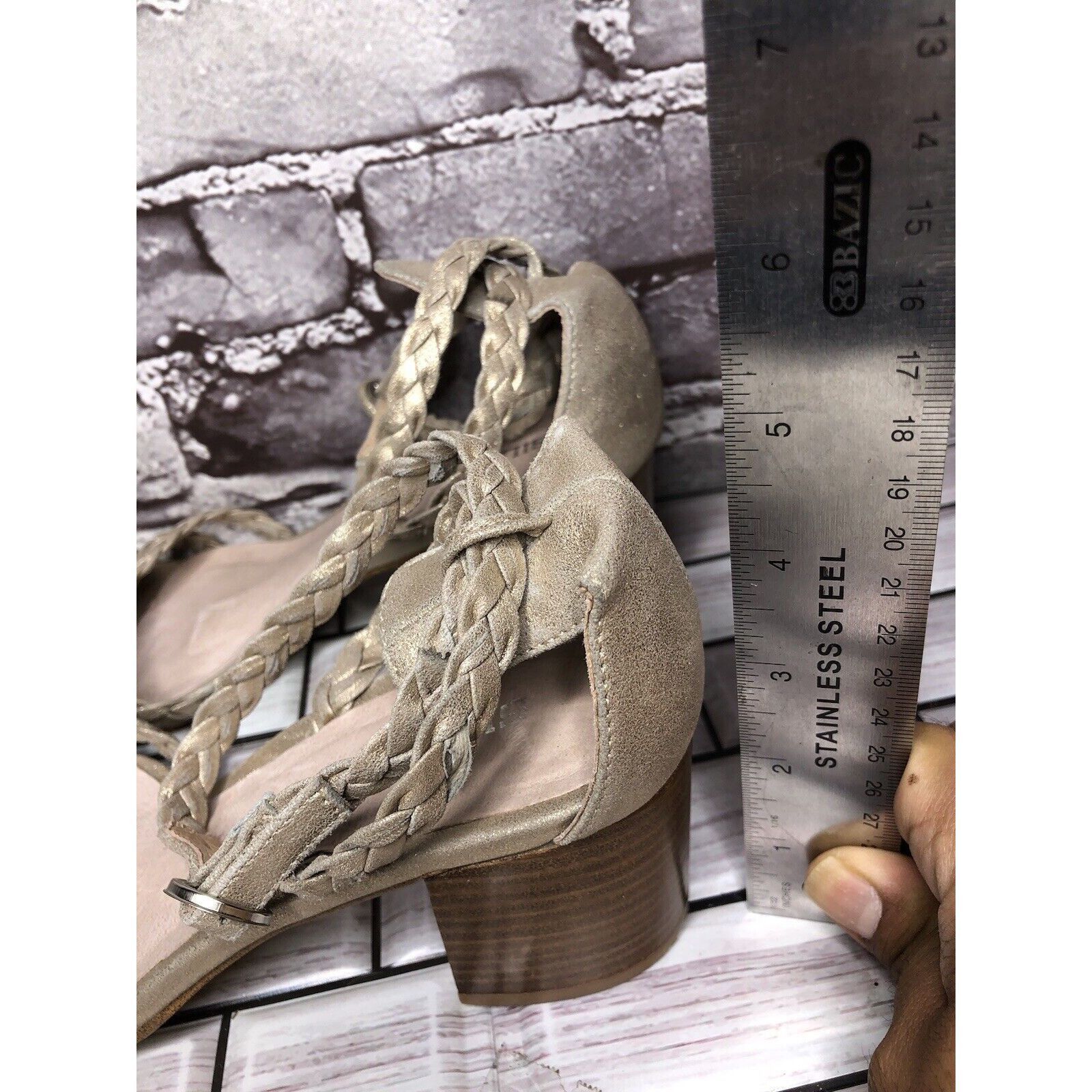 Other Silent D Raxiera Gold Braided Leather Block Heel Sandals Wom Size US 7.5 / IT 37.5 - 14 Thumbnail