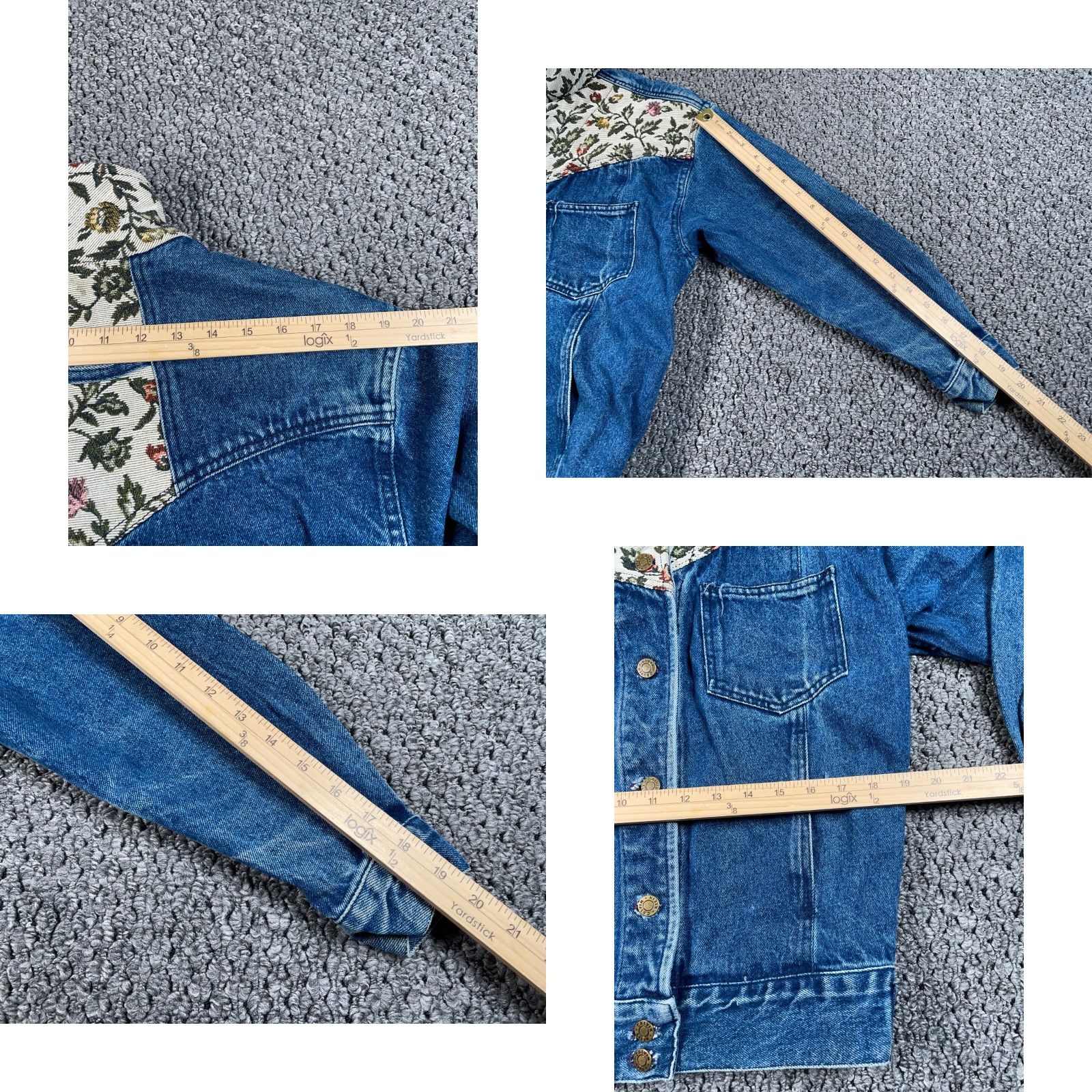 Calvin Klein VINTAGE Calvin Klein Floral Tapestry Jean Jacket Women Small Blue Denim USA Tag Size 28" / US 6 / IT 42 - 8 Thumbnail