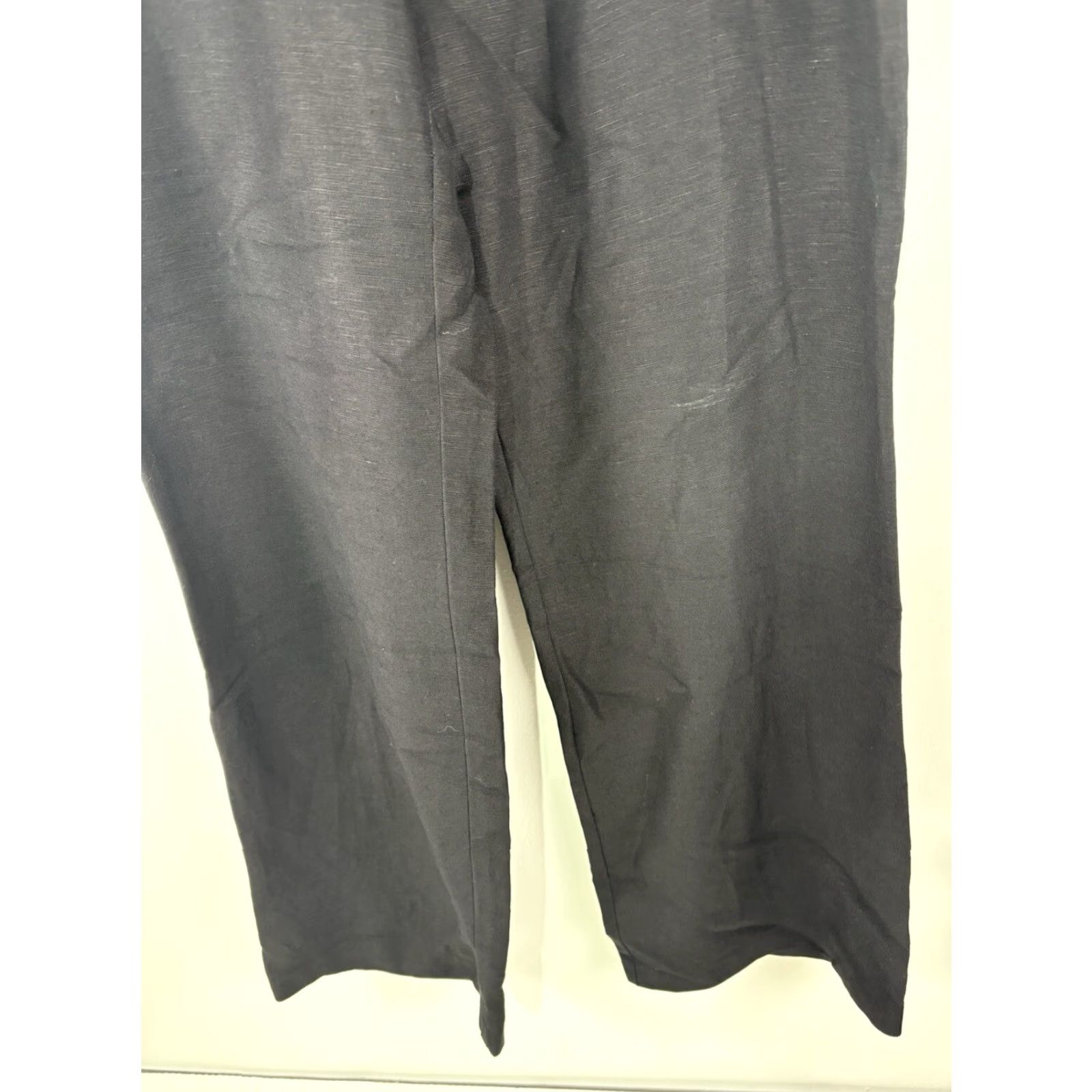 Calvin Klein VINTAGE Calvin Klein Dress Pants Women Wide Leg Linen Blend 12 Black офисный, бизнес, casual Size 34" / US 12 / IT 48 - 3 Thumbnail