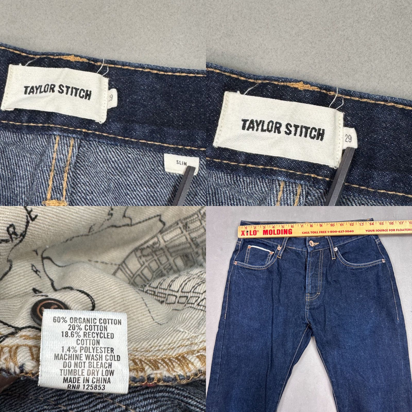 Taylor Stitch Taylor Stitch Jeans Mens 29x34 Blue Selvedge Denim Pants Button Fly Slim Dark Size US 29 - 8 Thumbnail