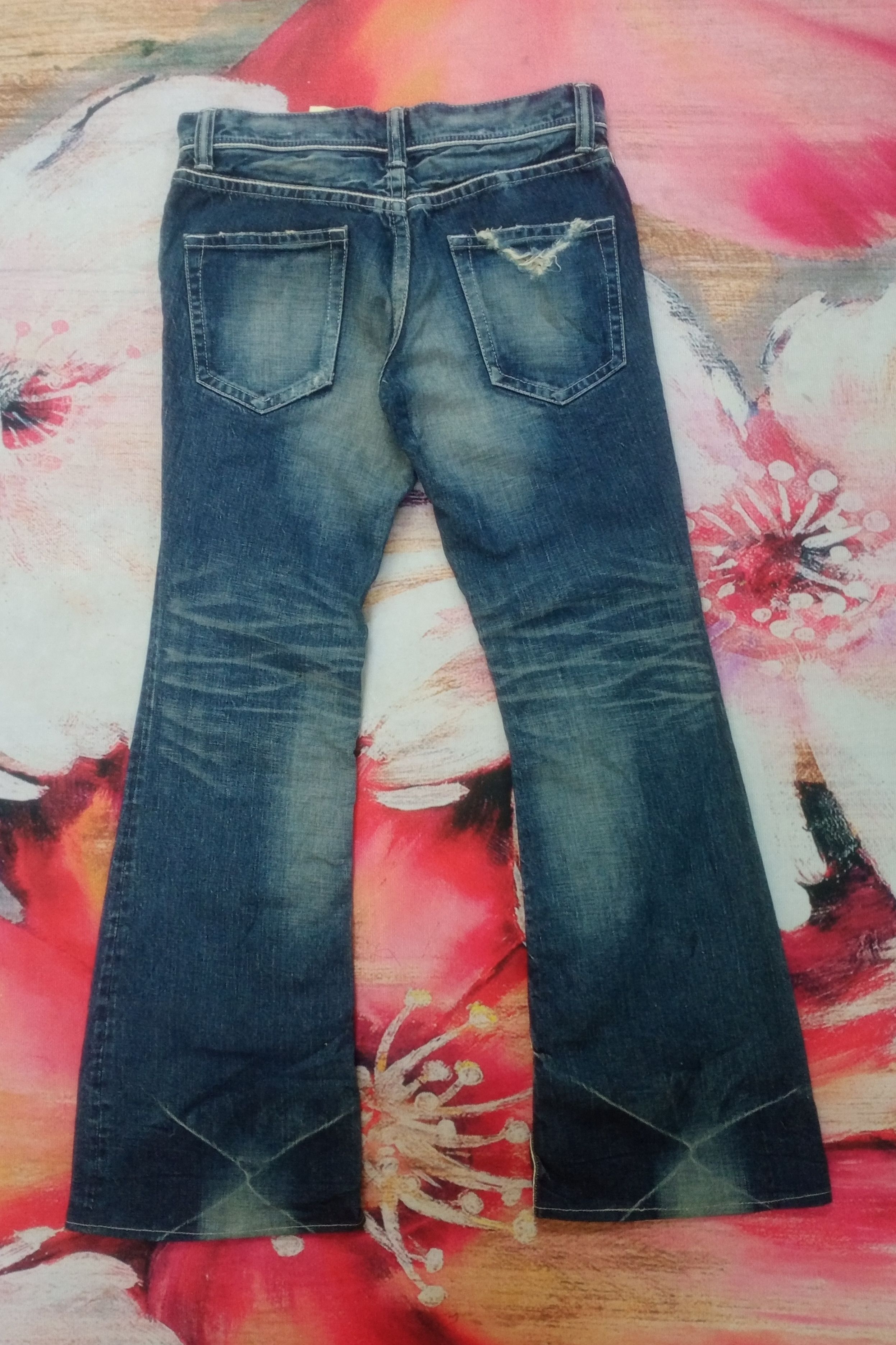 If Six Was Nine Rare Distressed Ufin & Sons Flare Boot cut Jeans Size US 33 - 2 Thumbnail