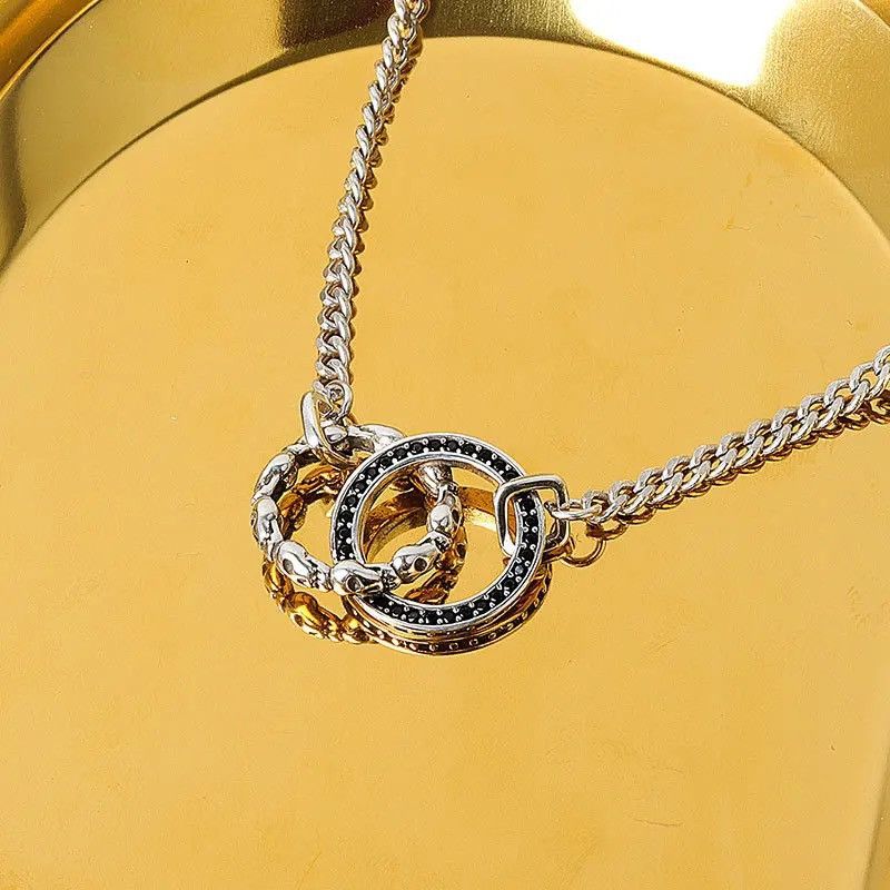 Vintage Skull Double Circle Necklace Size ONE SIZE - 3 Thumbnail