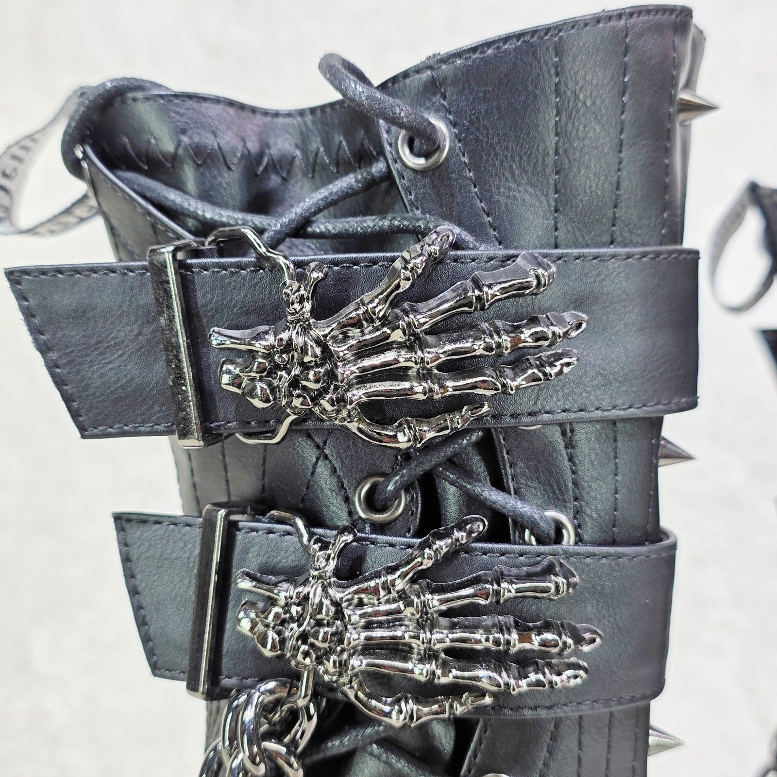 Demonia Cult DEMONIA Muerto Bone Heel Chain Cryptic Skeleton Hand Platfor Size US 12 / IT 42 - 6 Thumbnail
