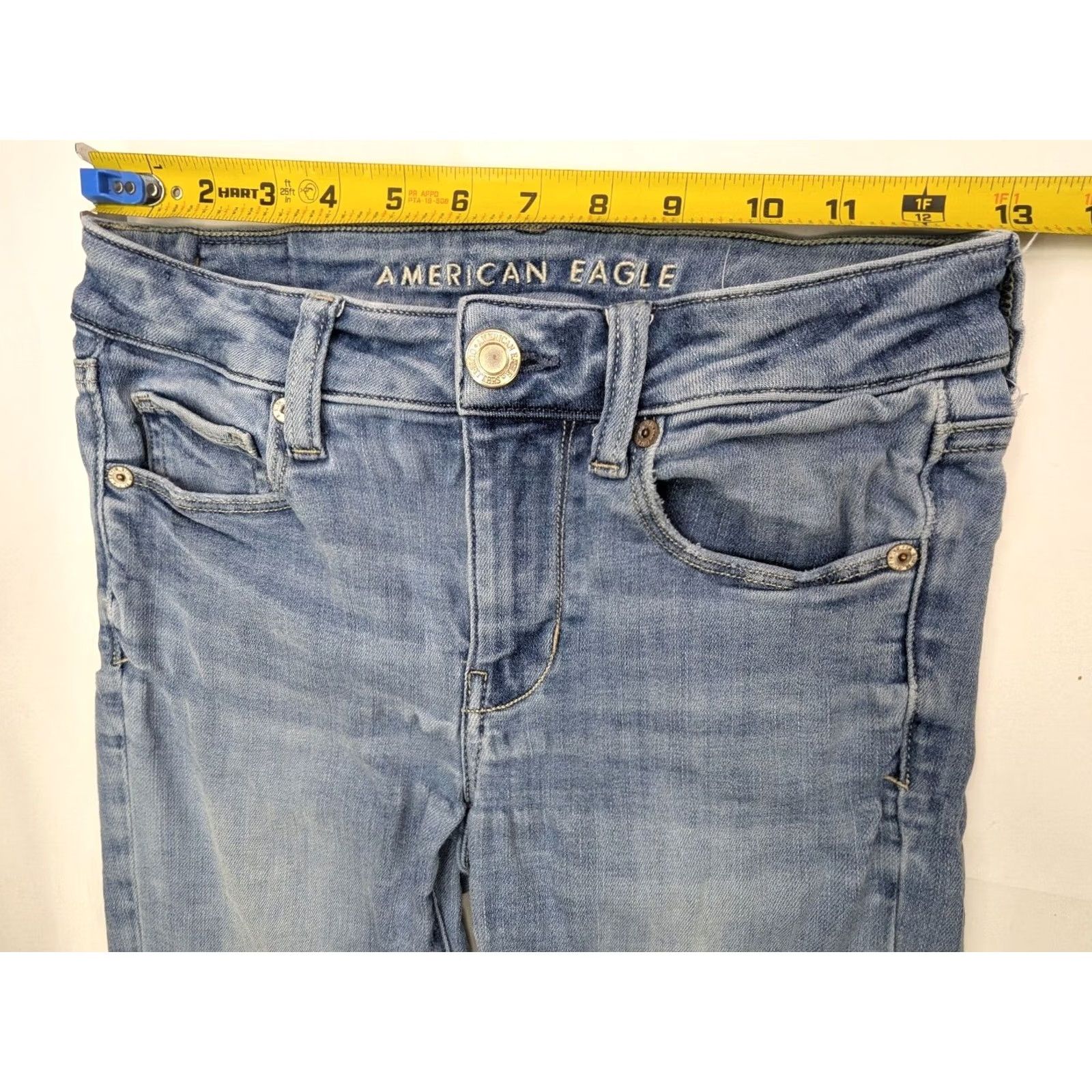 American Eagle Outfitters American Eagle Skinny Jeans Women 2 Light Wash Denim Next Level Stretch 26x28 Size 26" / US 2 / IT 38 - 7 Thumbnail