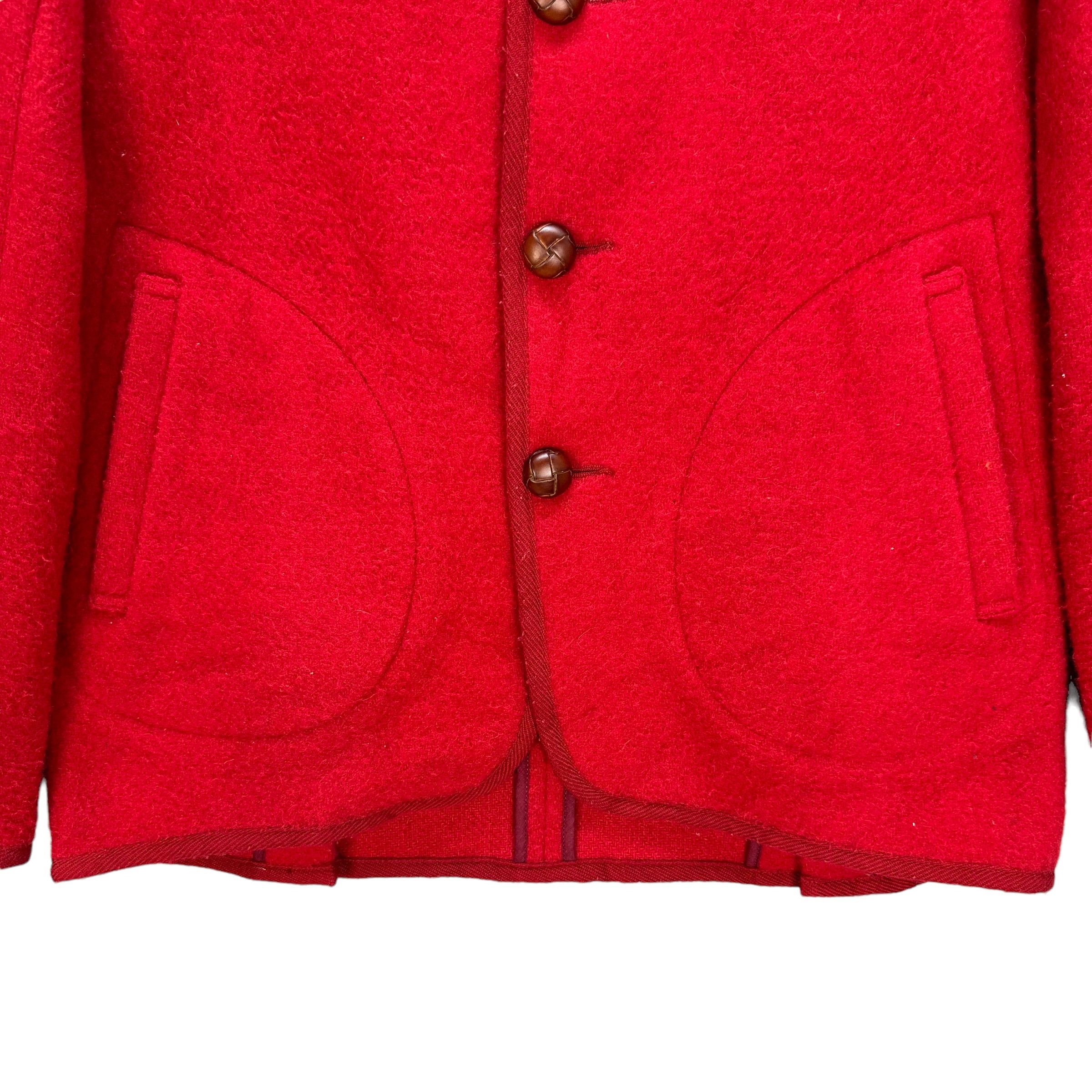 Danton DANTON RED WOOL HOODED COAT JACKET #8813-028 Size US XS / EU 42 / 0 - 4 Thumbnail