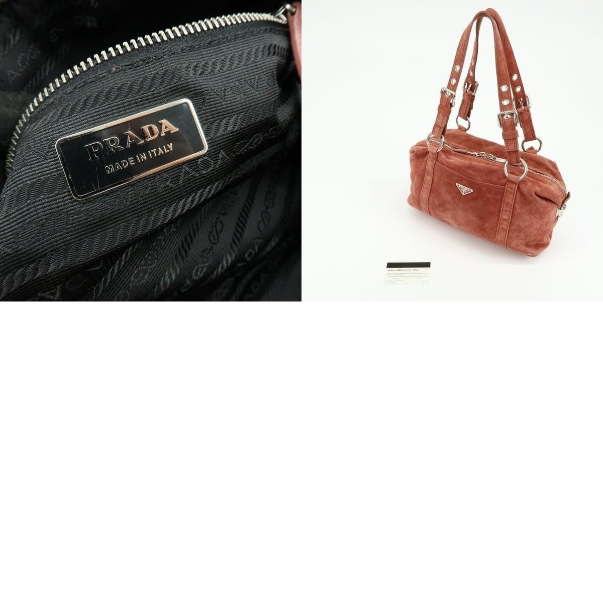 Prada Prada Boston Suede Shoulder Bag Pink Size ONE SIZE - 8 Thumbnail