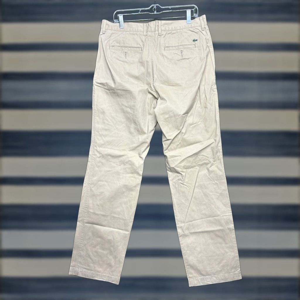 Lacoste Lacoste Slim Pants Mens 34 Beige Cotton Blend Straight Front Flat Mid Rise 33 Inseam Slim Fit Logo Dress Pants Size US 34 / EU 50 - 1 Thumbnail