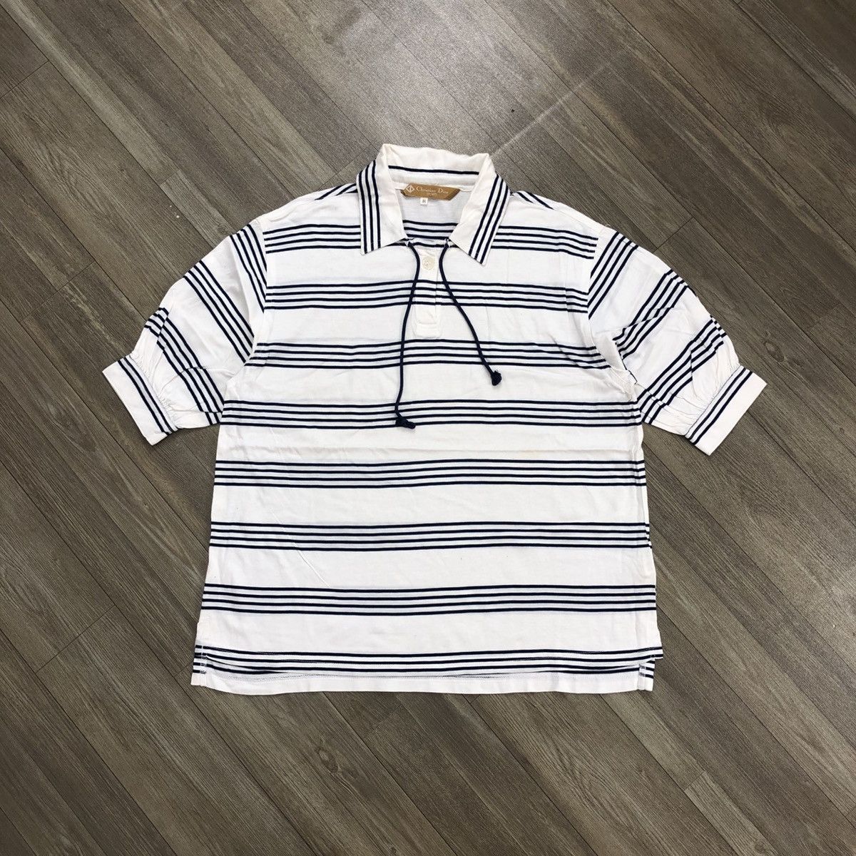 Vintage 80s Christian Dior Sport Luxury Striped Polo Shirt