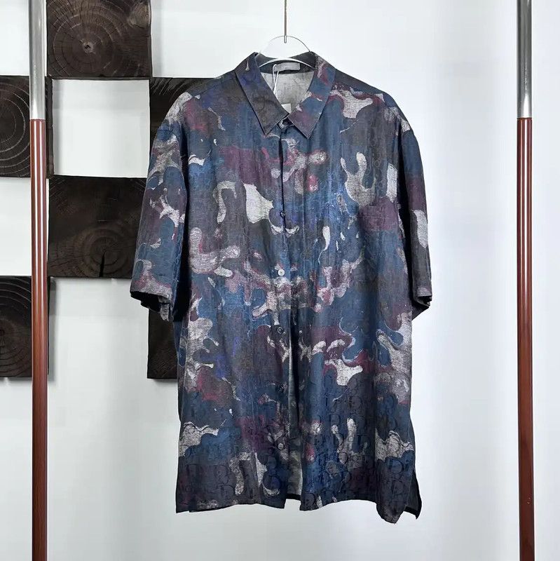 Dior Dior Gray Silk Blend Short Sleeve Shirt 0089 Size US L / EU 52-54 / 3 - 1 Thumbnail