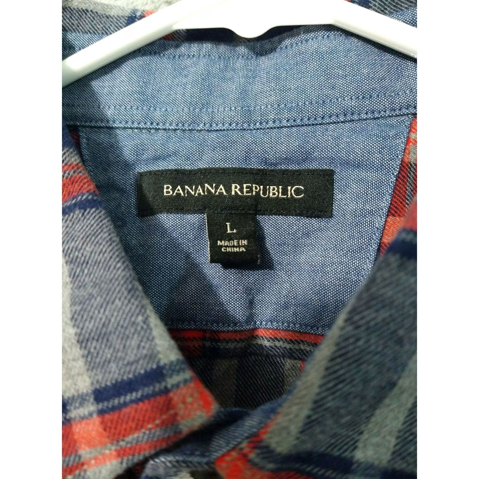 Banana Republic Banana Republic Shirt Mens L Gray Blue Plaid Flannel Long Sleeve Button Up Shirt Size US L / EU 52-54 / 3 - 7 Thumbnail