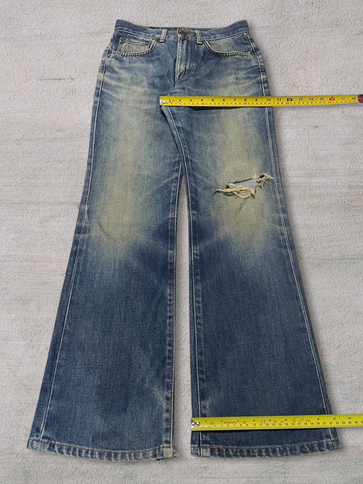 Edwin Vintage Edwin 503 Bootcut Distressed Blue Wash Bleach Jeans Size 29" - 14 Thumbnail