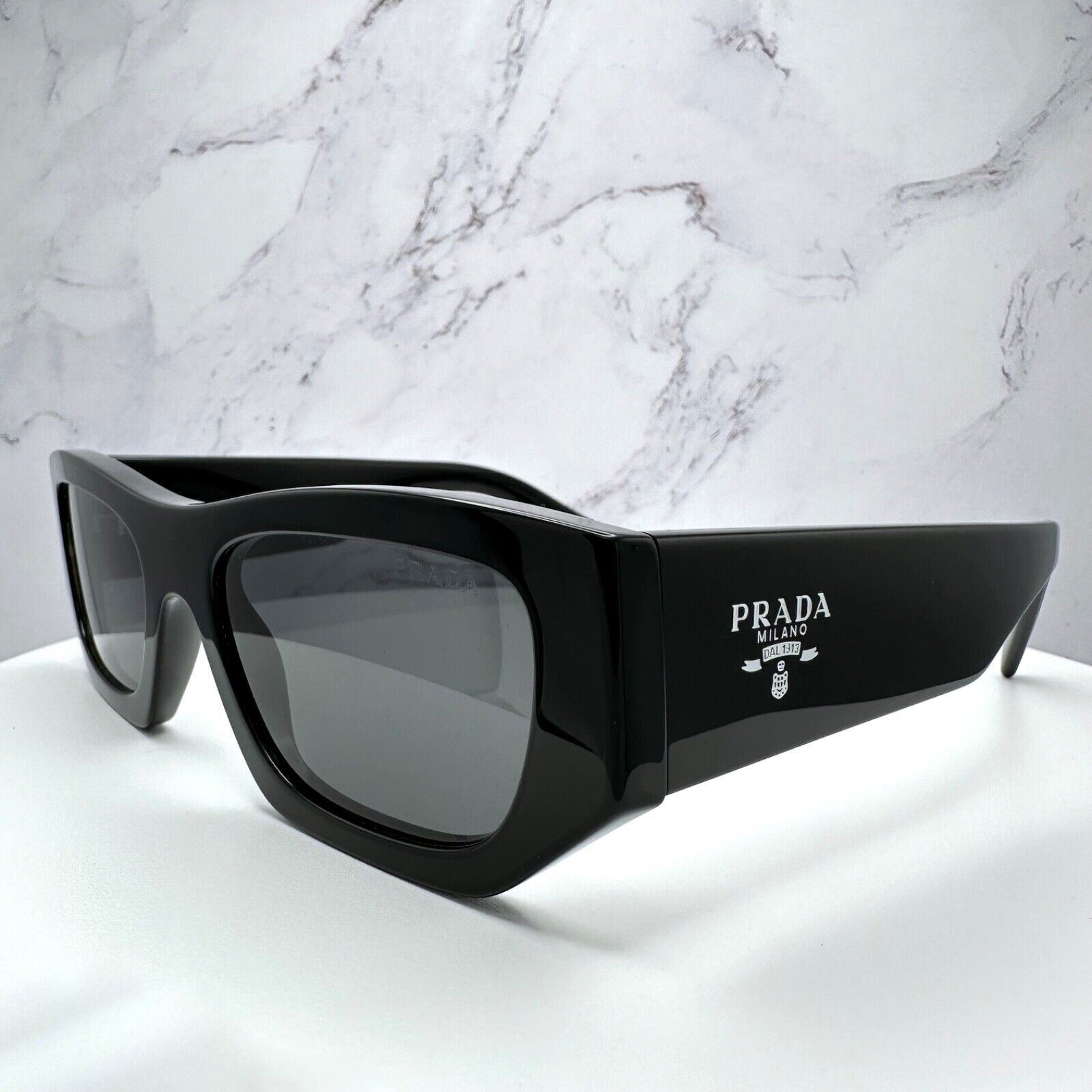 Prada PRADA Sunglasses Black Square PRADA MILANO Silver Logo Size ONE SIZE - 13 Thumbnail