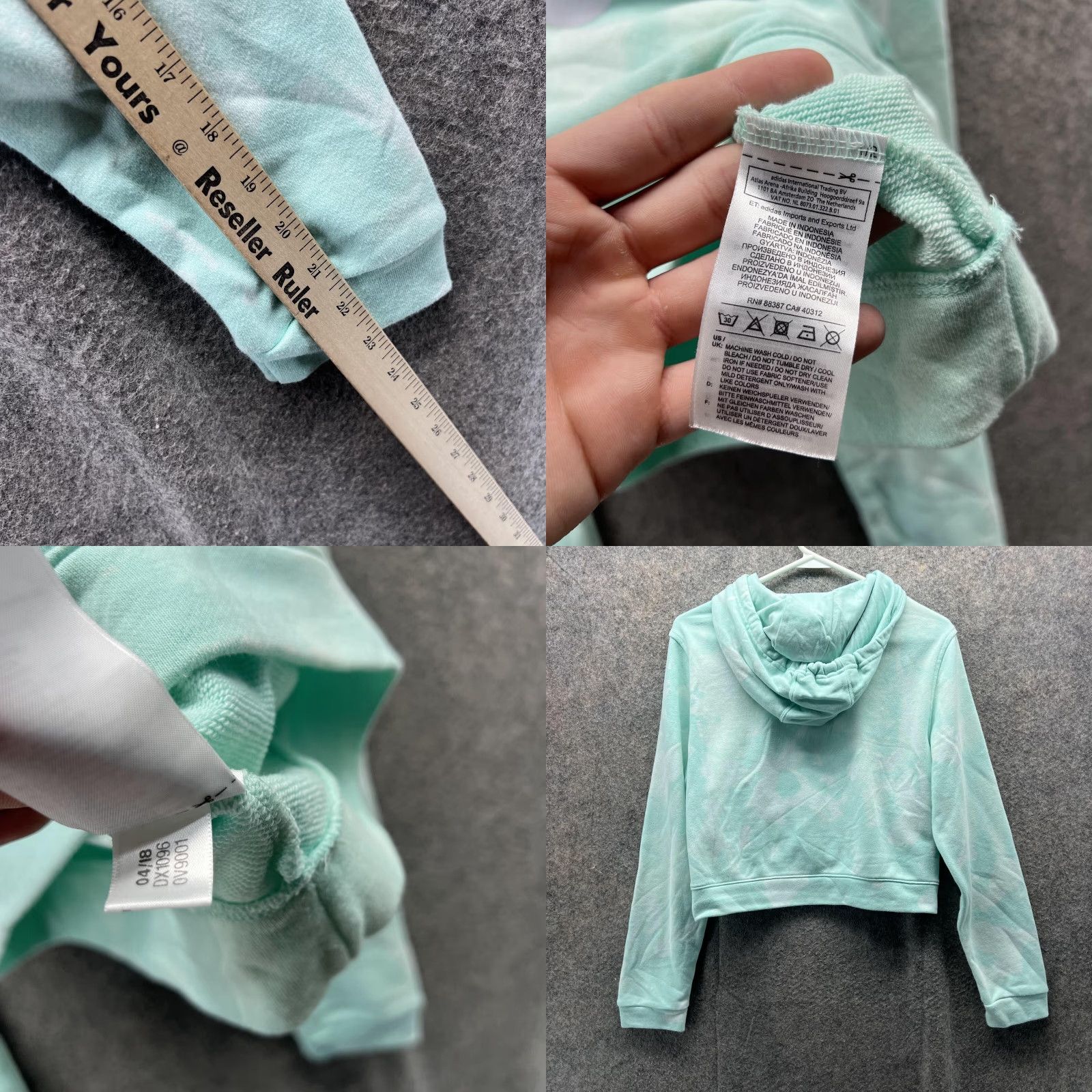 Adidas VINTAGE adidas Sweater Women Medium Teal Blue White Cropped Hoodie Pullover Cotton Logo Navy? Size M / US 6-8 / IT 42-44 - 8 Thumbnail