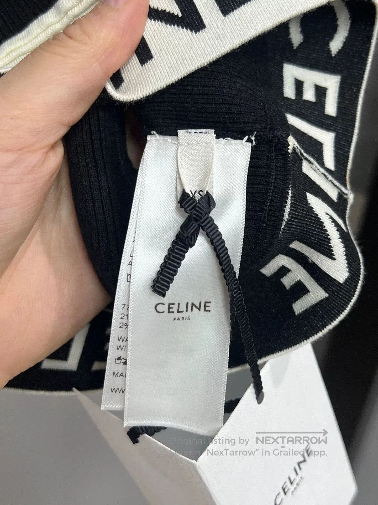 Celine celine black crop top with logo band. Size XS / US 0-2 / IT 36-38 - 4 Thumbnail