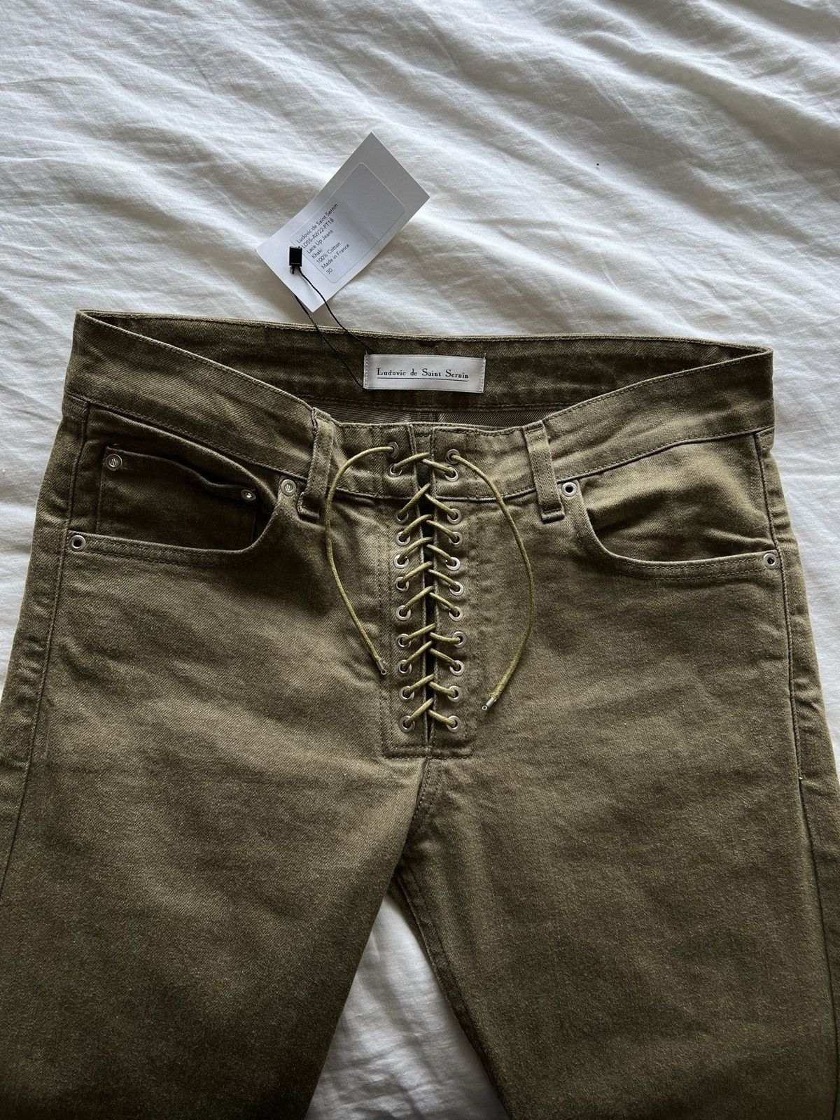 Ludovic De Saint Sernin Lace Up Jeans in Army Green Size US 30 / EU 46 - 4 Thumbnail