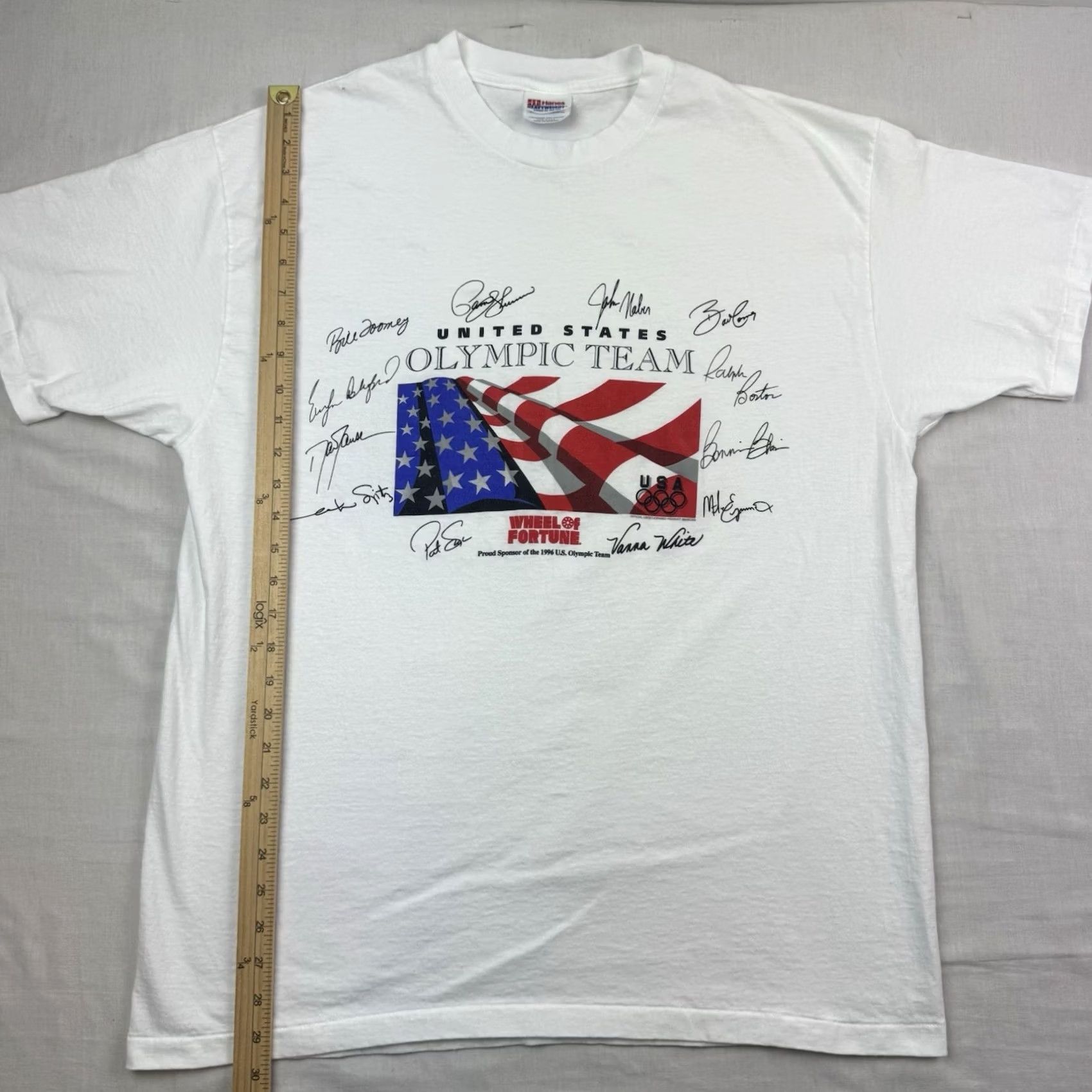 Hanes VINTAGE 1996 ATLANTA OLYMPICS T SHIRT Adult XL Hanes White 90s USA Sports Crew Neck Short Sleeve Size US XL / EU 56 / 4 - 7 Thumbnail