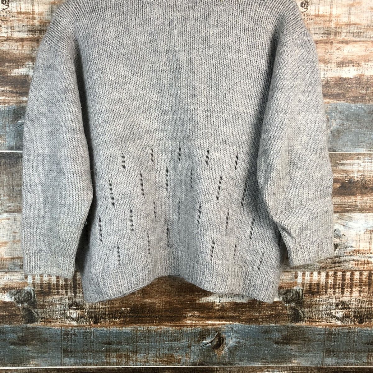 Japanese Brand × Vintage Japanese Brand Grey Hand Knit Cardigan #A2293 Size S / US 4 / IT 40 - 11 Thumbnail
