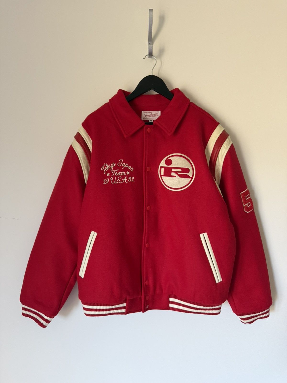 Golf Wang Golf Wang Marty Supreme Rockwell Ink Varsity Jacket in Red ...