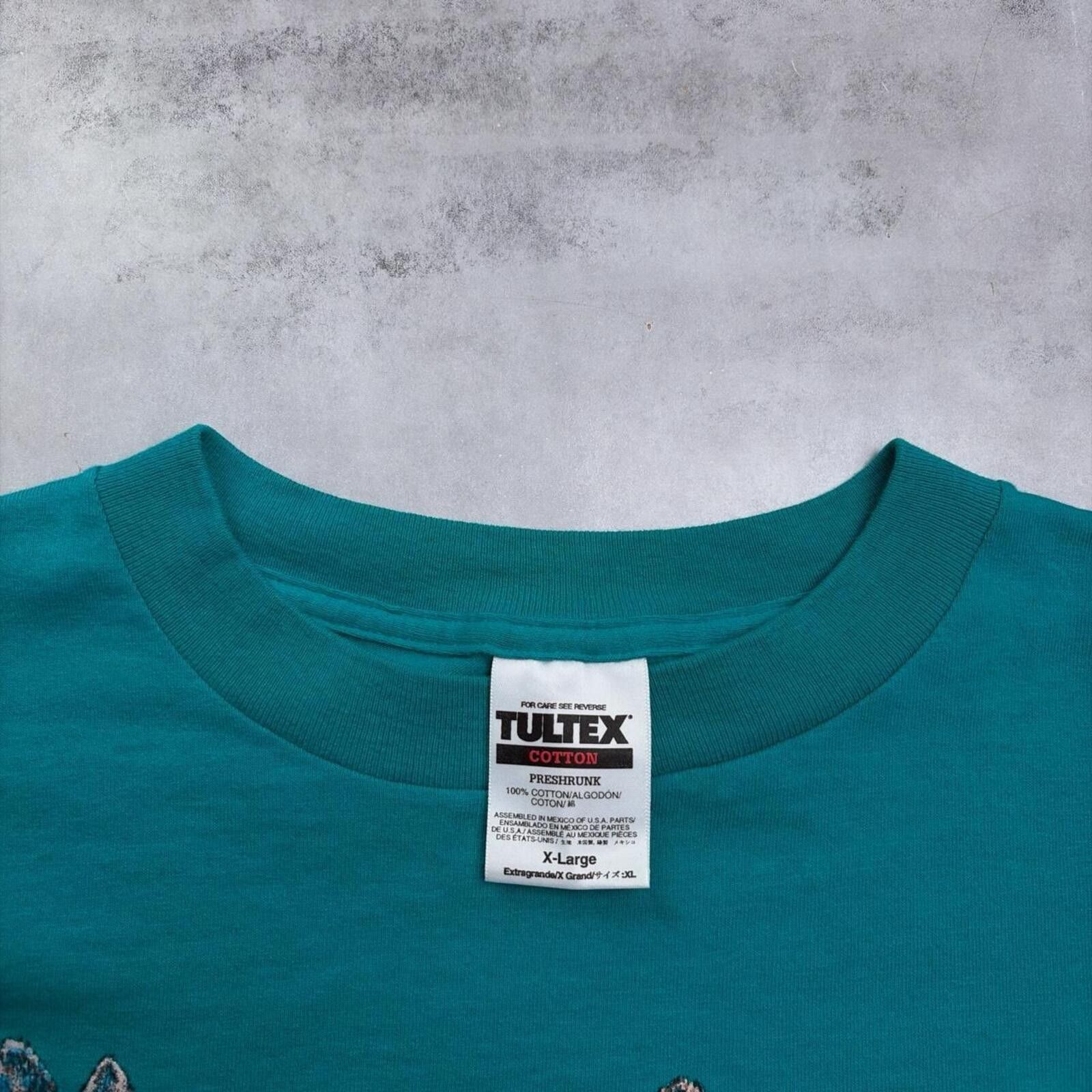 Tultex Vintage Teal Wolf Nature Graphic T-Shirt Size US XL / EU 56 / 4 - 7 Thumbnail