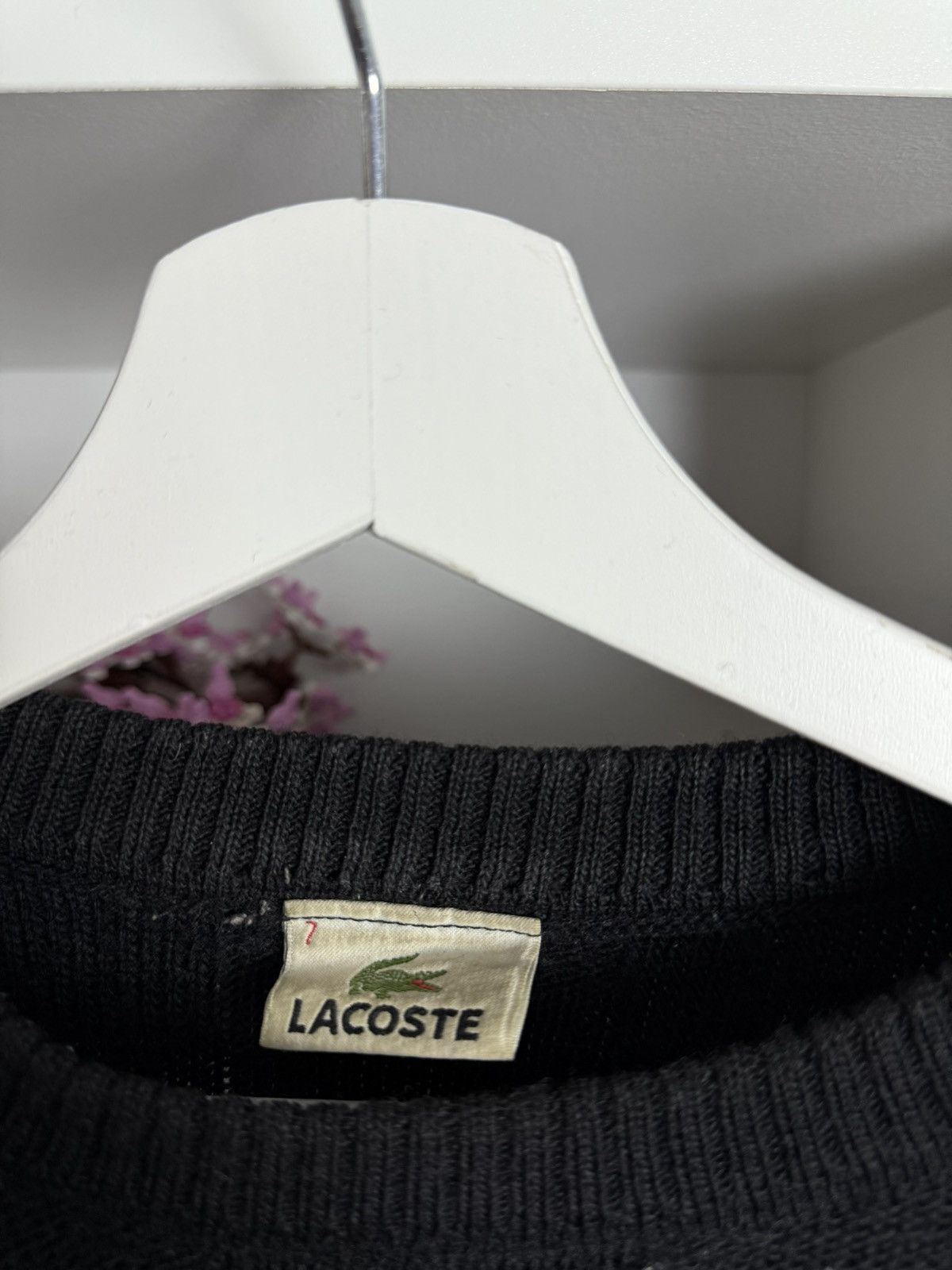 Designer × Lacoste × Vintage Vintage 90s Lacoste wool black boxy sweater XXL old money 80s Size US XXL / EU 58 / 5 - 5 Thumbnail