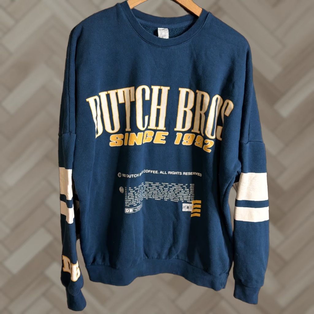 Vintage Dutch Bros Crewneck Sweatshirt Unisex Adults M Blue Graphic Print Logo Regular Cotton Long Sleeve Pullover Vintage: No, Rare? (but must not add N/A). Size US M / EU 48-50 / 2 - 1 Thumbnail
