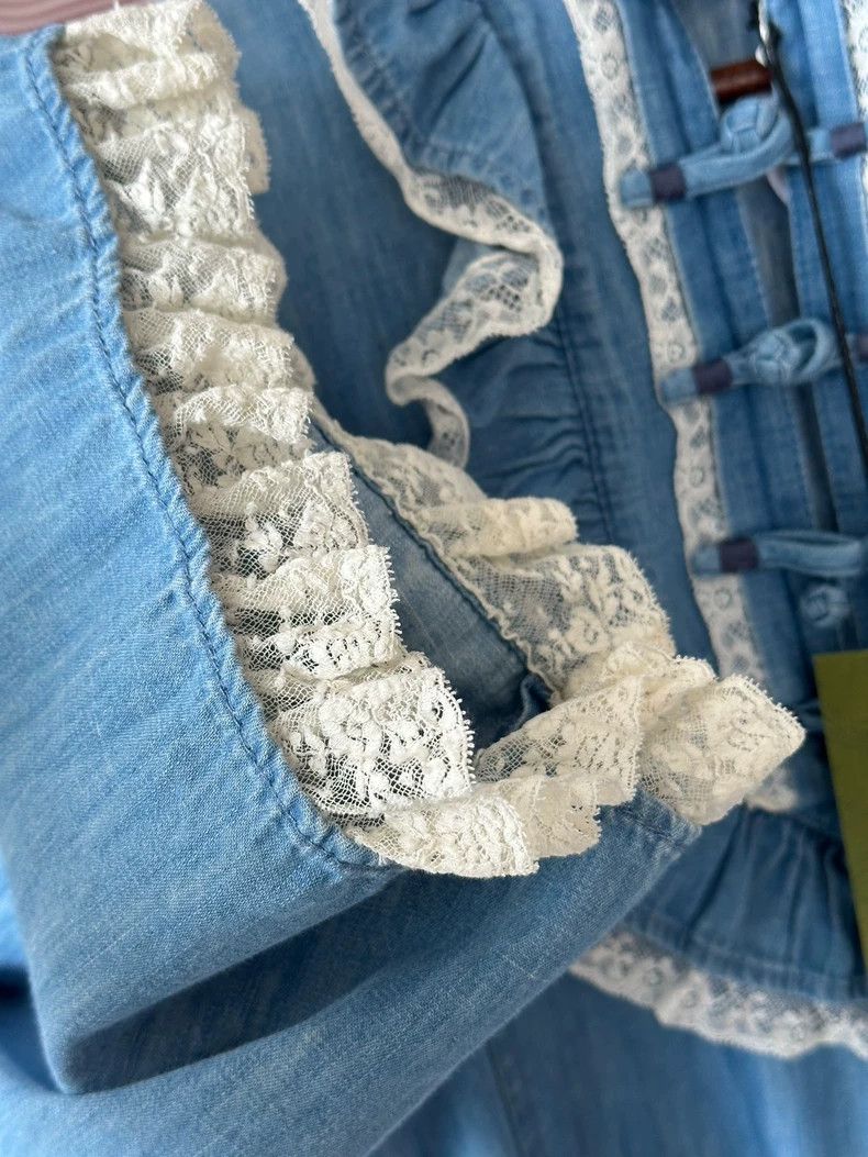 Gucci Gucci Blue lace ruffle denim long-sleeved dress Size XS / US 0-2 / IT 36-38 - 3 Thumbnail