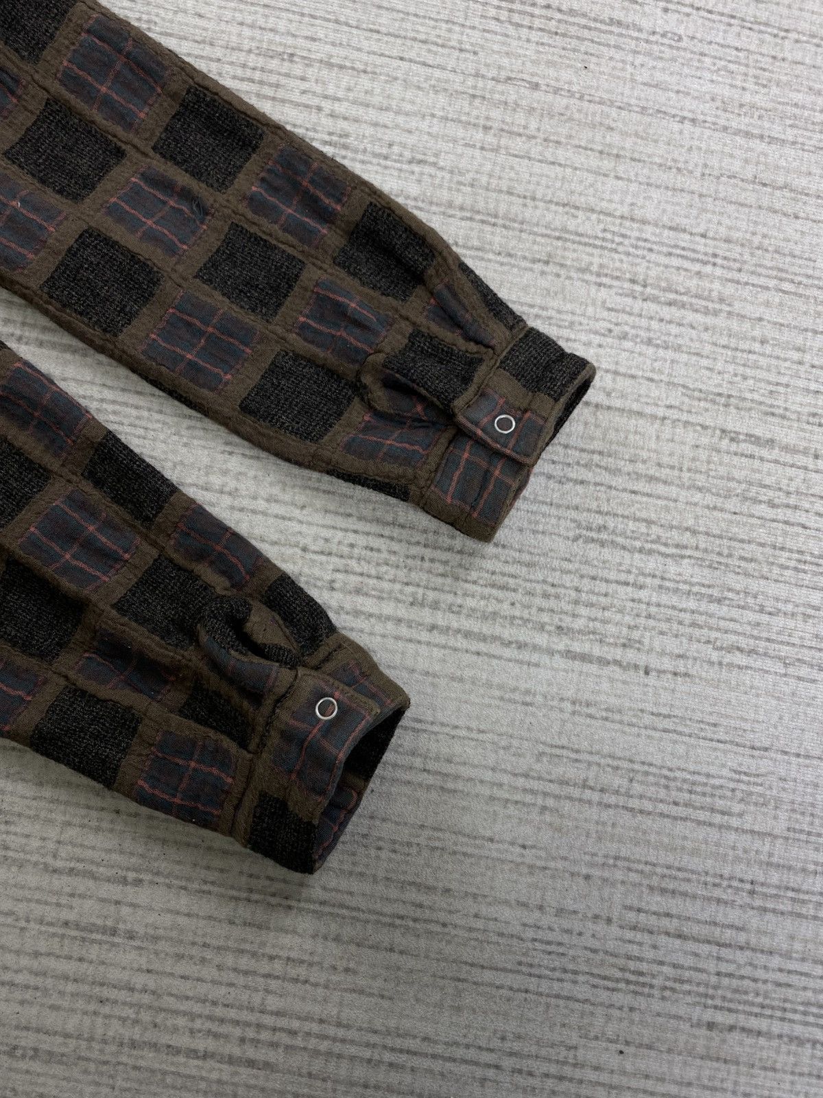 Issey Miyake × Japanese Brand Vintage Boston-Nine Patchwork Plaid Pattern Wool Jacket Size US M / EU 48-50 / 2 - 7 Thumbnail