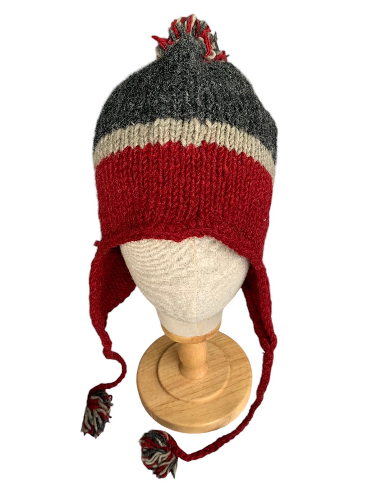 Japanese Brand Rare Wool Knitted Earflap Beanie Hats Size ONE SIZE - 3 Thumbnail