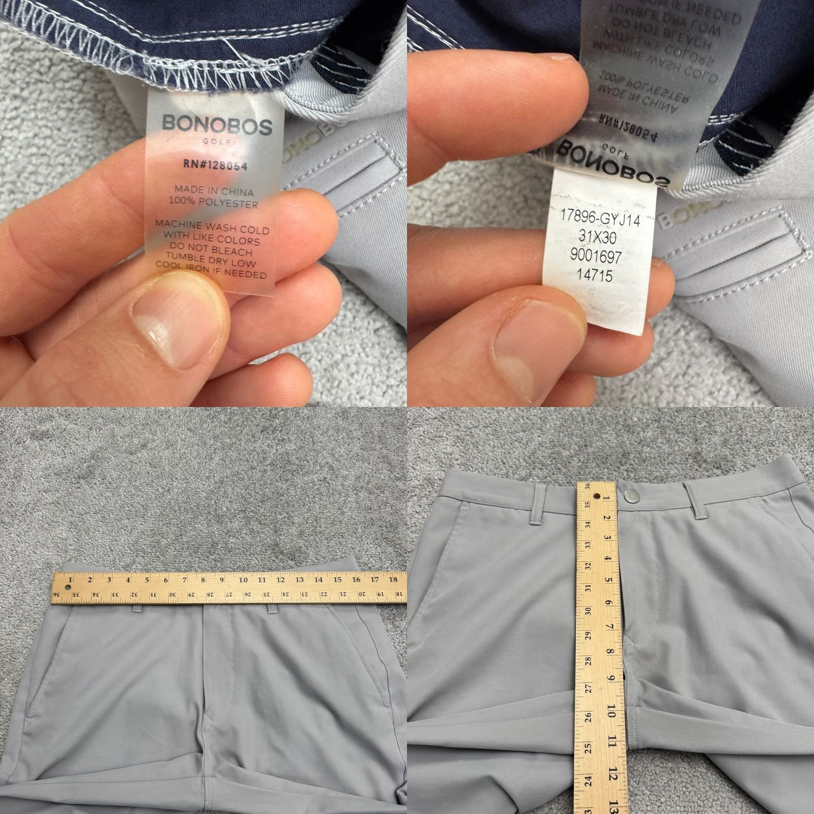 Bonobos Bonobos Mens Gray Slim Fit Straight Leg Golf Chino Pants 31x30 Size US 31 - 9 Thumbnail