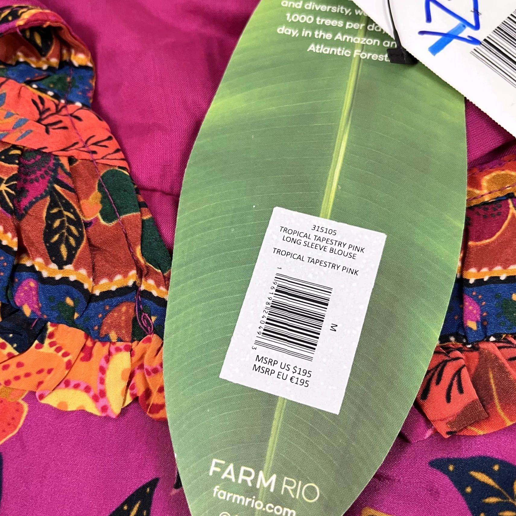 Farm Rio Farm Rio Blouse Womens Medium Floral Ruffled Long Sleeve V-Neck Casual Lightweight Multicolor Size M / US 6-8 / IT 42-44 - 4 Thumbnail