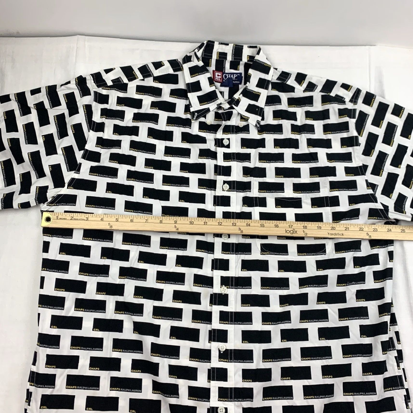 Chaps VINTAGE Chaps Ralph Lauren Button Up Shirt Adult L White All Over Print Y2K 90s Grunge Mens Shirt Size US L / EU 52-54 / 3 - 7 Thumbnail