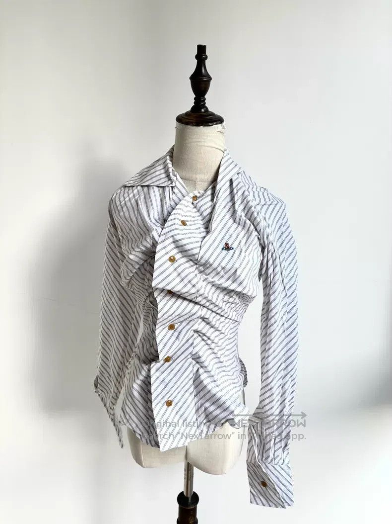 Vivienne Westwood Vivienne Westwood White Striped Drunkard Shirt Size XS / US 0-2 / IT 36-38 - 2 Thumbnail