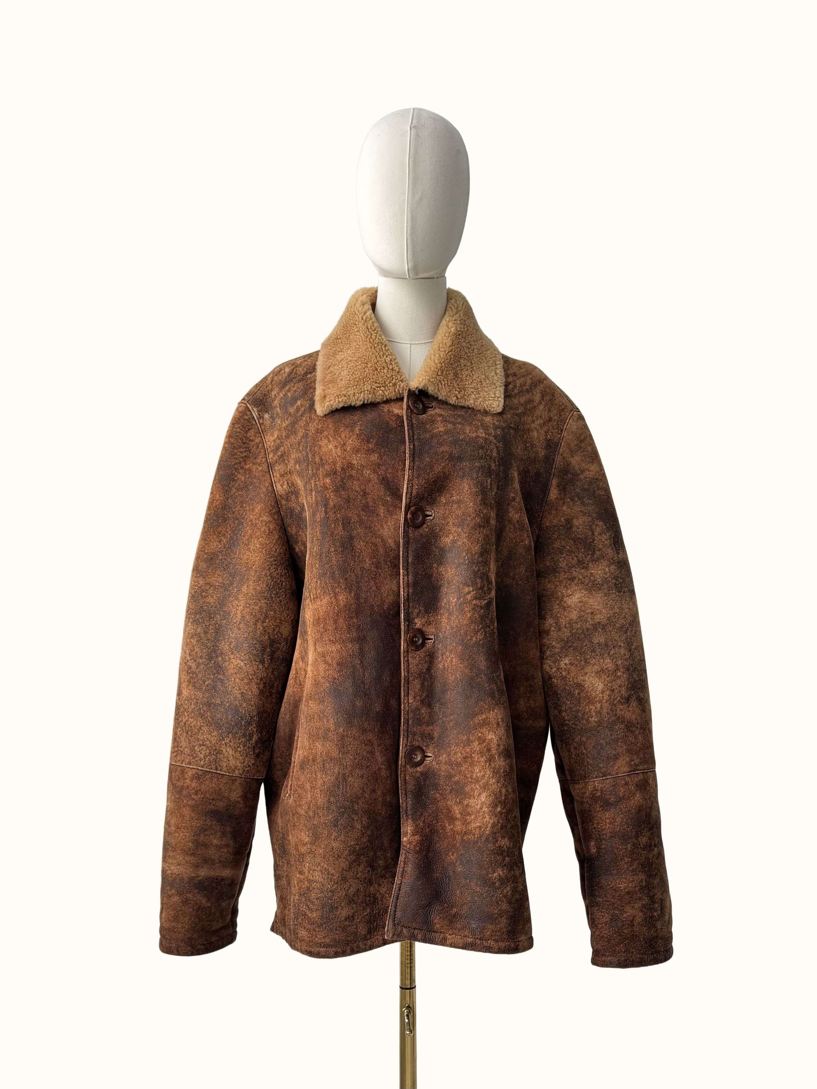 Vintage Vintage Real Shearling Faded Jacket(B409)E2D15 Size US XXL / EU 58 / 5 - 1 Thumbnail