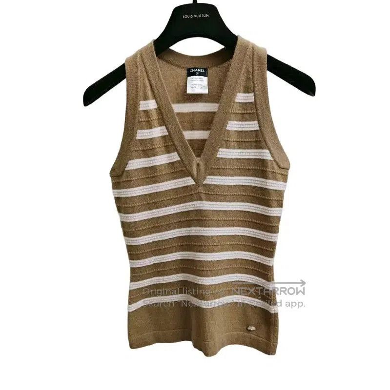 Chanel Chanel Spring Autumn Camel Striped Knit Top . Size S / US 4 / IT 40 - 2 Thumbnail