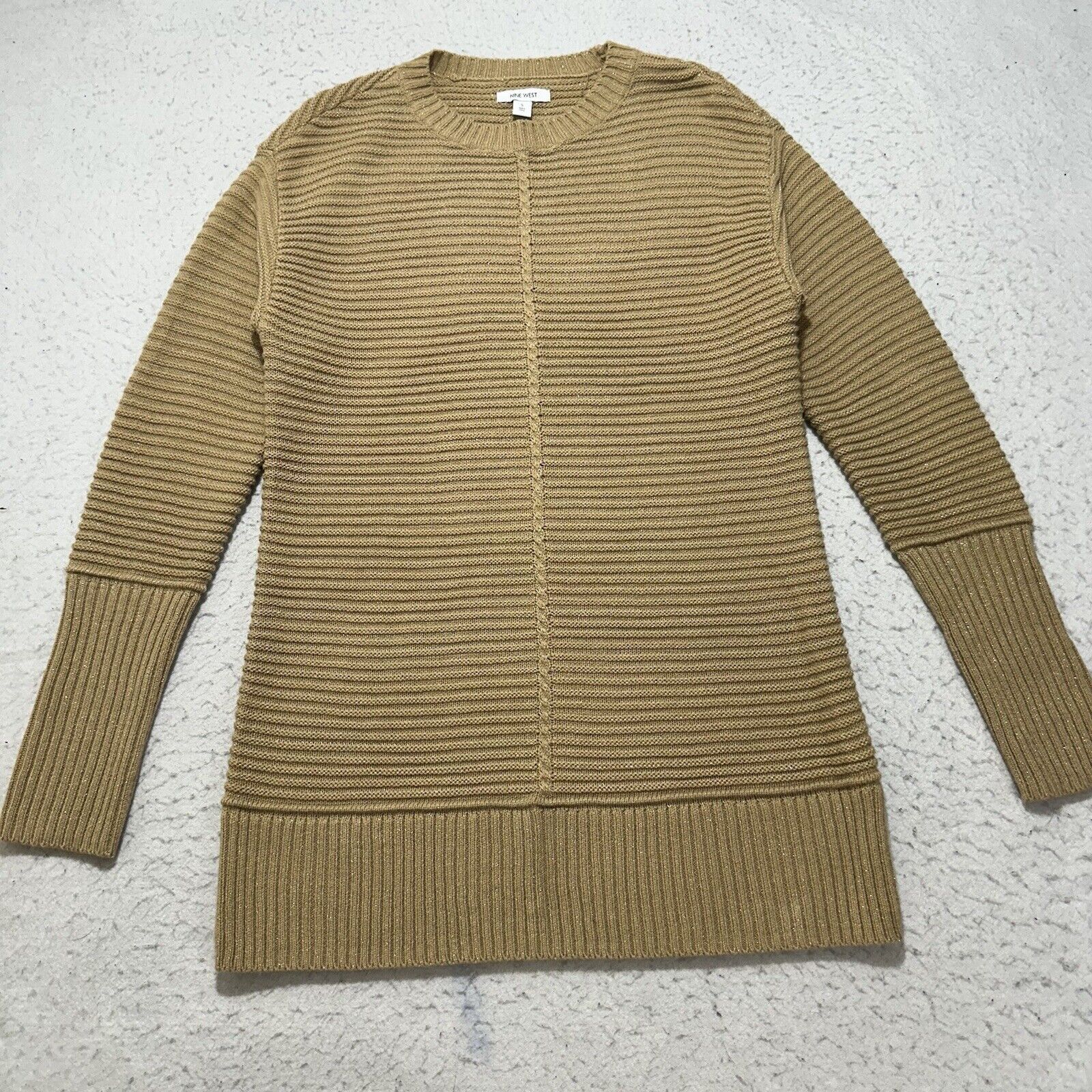 Nine West Nine West Small Glitter Sweater Beige Pullover Long Sleeve Size S / US 4 / IT 40 - 1 Thumbnail