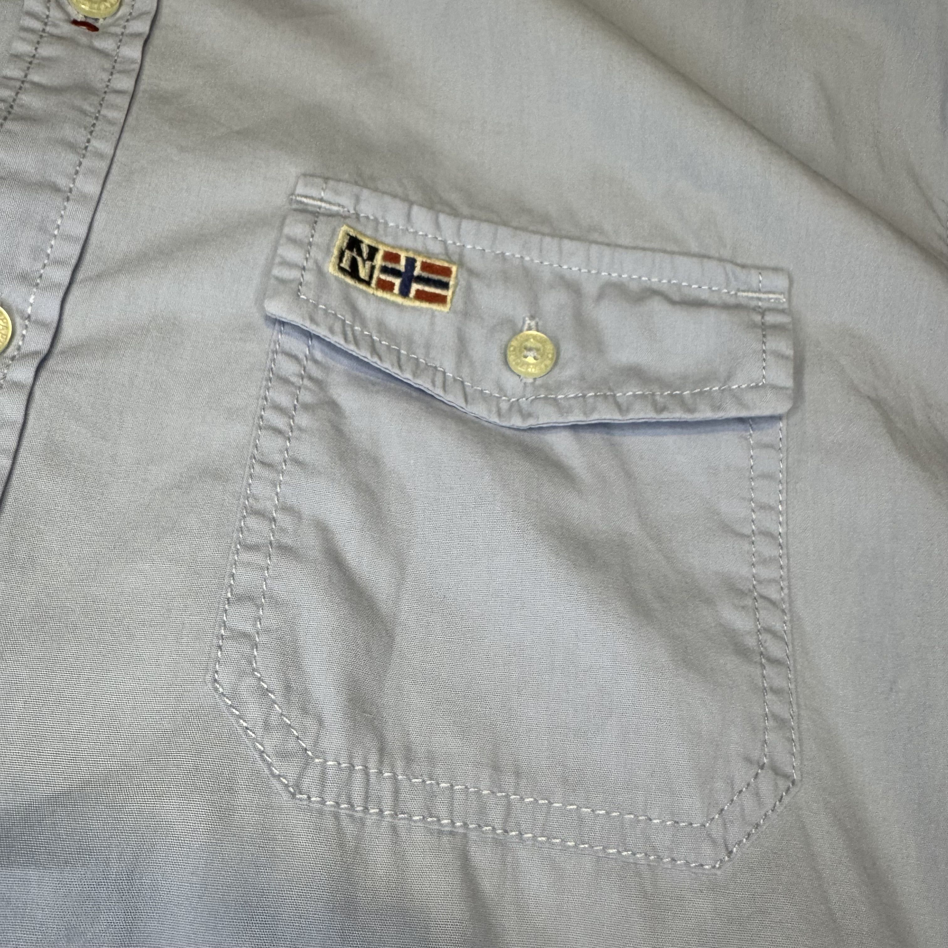 Napapijri Napapijri Geographic Light Blue Shirt XXL Norway Flag Patch Size US XXL / EU 58 / 5 - 4 Thumbnail