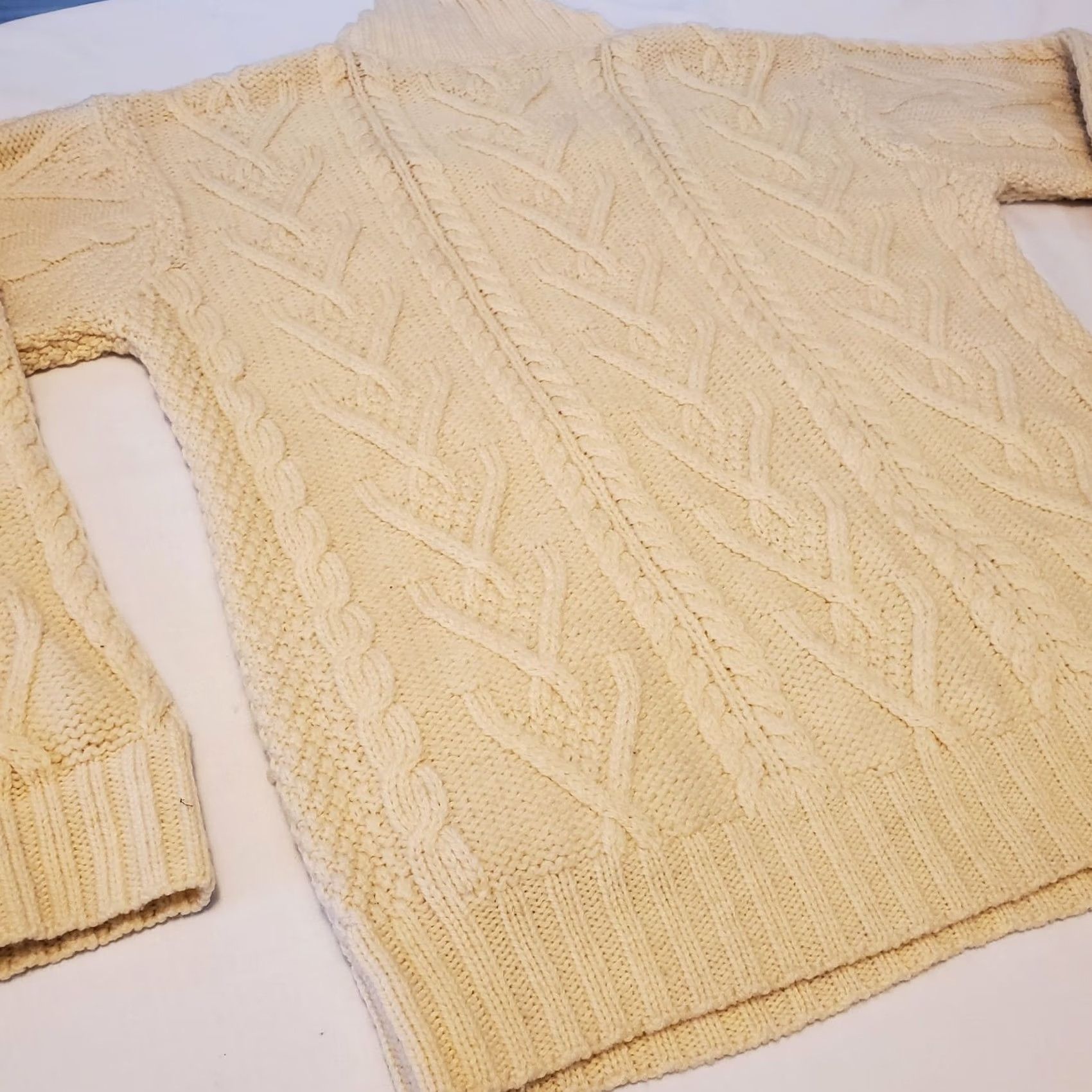 Vintage SAOL Sweater Mens M Cable-Knit Aran Fisherman Wool Merino 1/2 Zip Collared Cream Knitwear Pullover Vintage: No Size US M / EU 48-50 / 2 - 4 Thumbnail