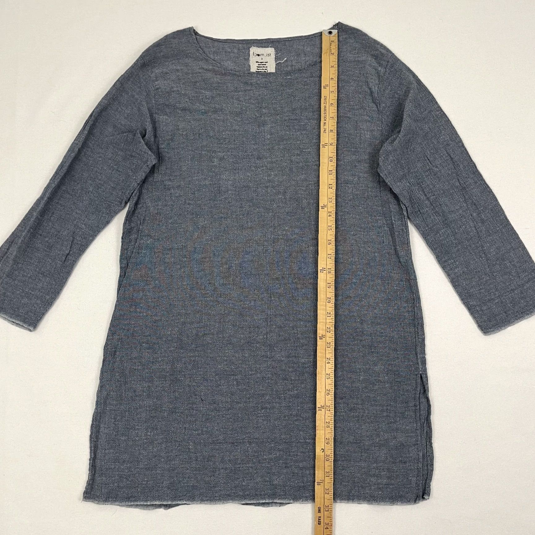 Vintage Loom.ist Dress Womens Size 2 Blue Organic Cotton Minimalist Lounge Shirt Dress 3/4 Sleeve Short Vintage No Mens Womens Size XS / US 0-2 / IT 36-38 - 3 Thumbnail
