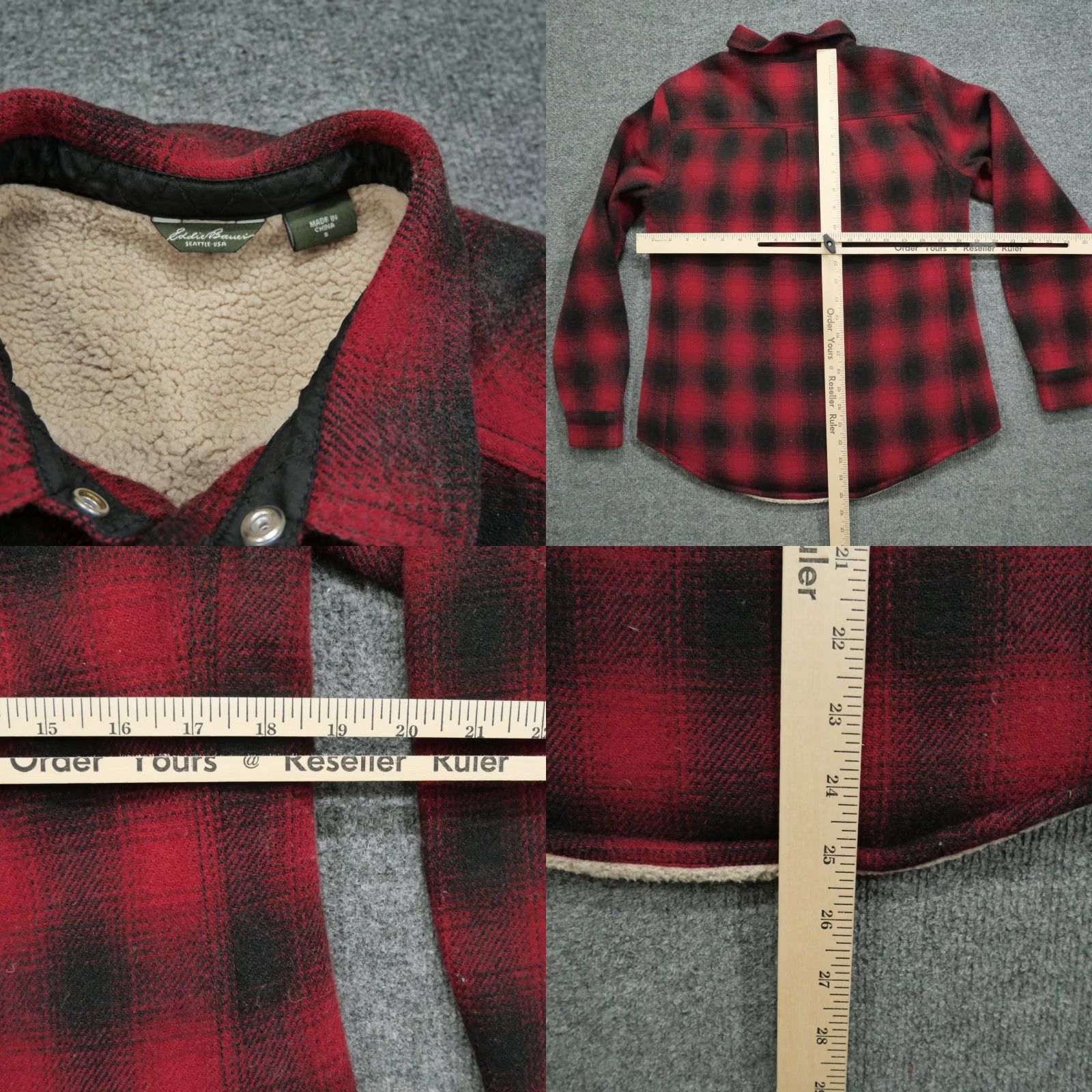 Eddie Bauer VINTAGE Eddie Bauer Jacket Womens Small Red Black Buffalo Plaid Sherpa Wool Shacket Size S / US 4 / IT 40 - 9 Thumbnail