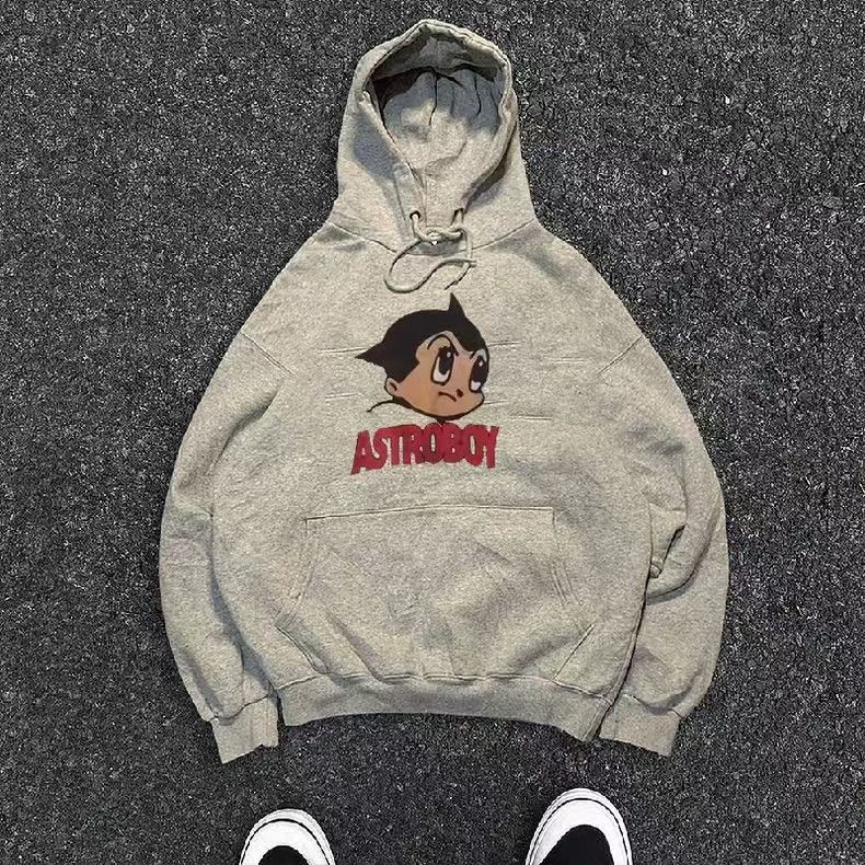 Japanese Brand Gray street retro cartoon print hoodie y2k Size US M / EU 48-50 / 2 - 1 Thumbnail