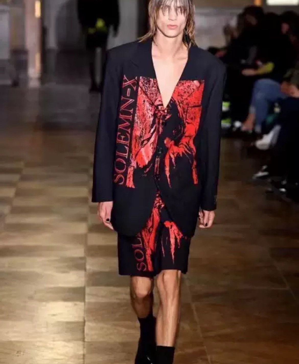 Raf Simons 22ss printed shoulder pad suit jacket