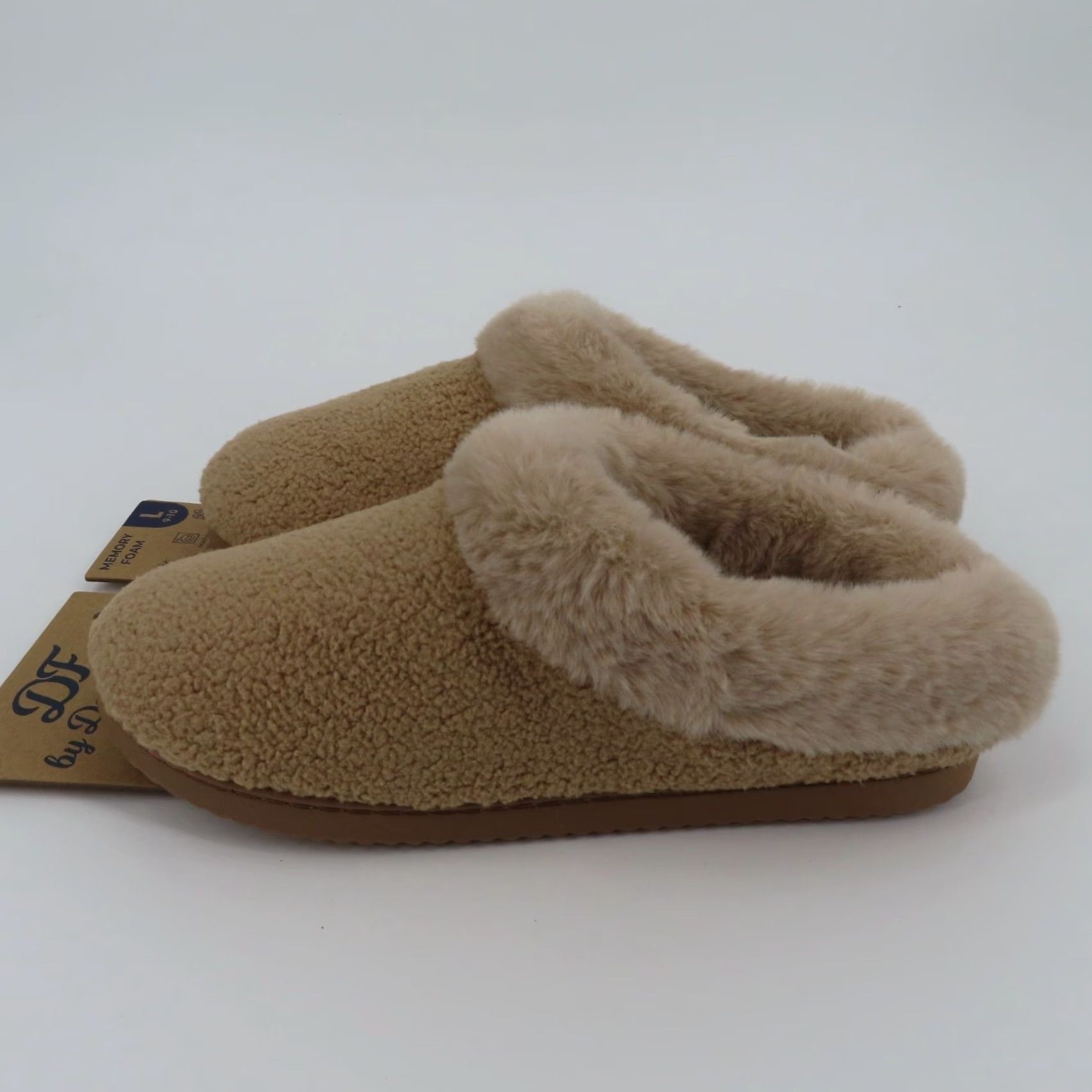 Vintage Dearfoams Women Slipper Indoor Outdoor Memory Foam Beige 9-10 Large NEW Size ONE SIZE - 4 Thumbnail