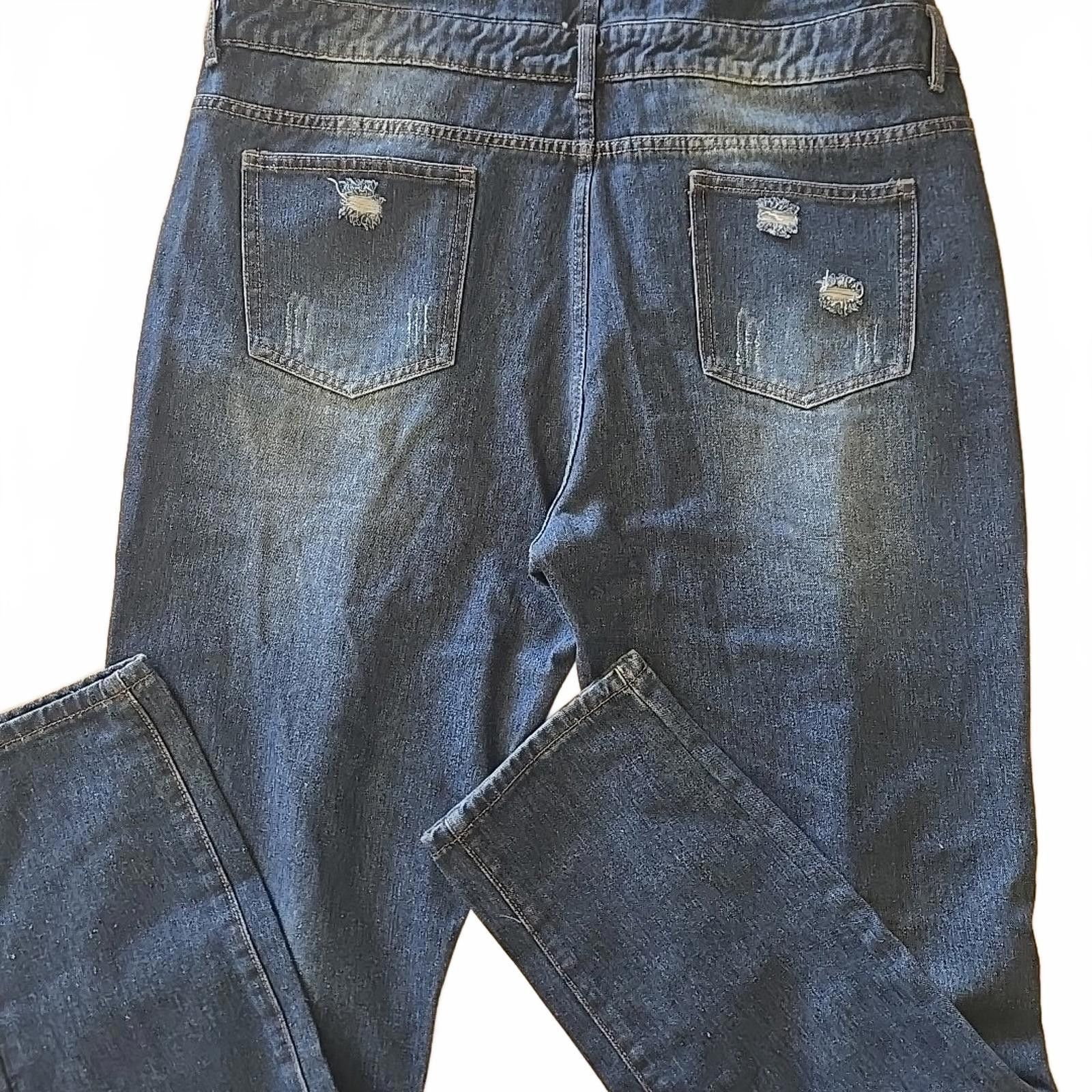 The Unbranded Brand JEANS Denim Overalls Women's Size XL Medium Wash Distressed Size 40" / US 18 - 6 Thumbnail