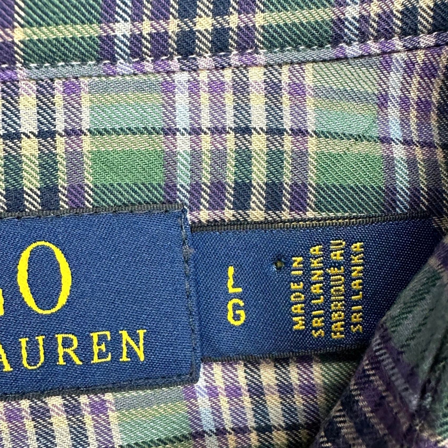 Polo Ralph Lauren Polo Ralph Lauren Button-Up Shirt Mens Large Purple Green Plaid Long Sleeve Polo Pony Shirt Size US L / EU 52-54 / 3 - 5 Thumbnail