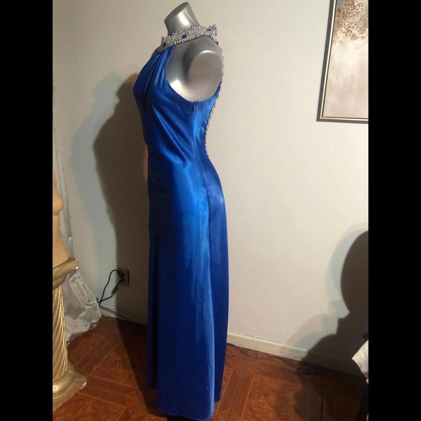 Other Blue silky smooth halter gown dress with back beading Size S / US 4 / IT 40 - 5 Thumbnail