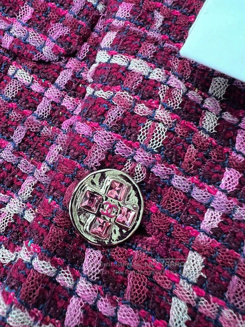 Chanel Chanel 23S Burgundy Pink Woven Lapel Short Coat Size XXS / US 00 / IT 34 - 4 Thumbnail