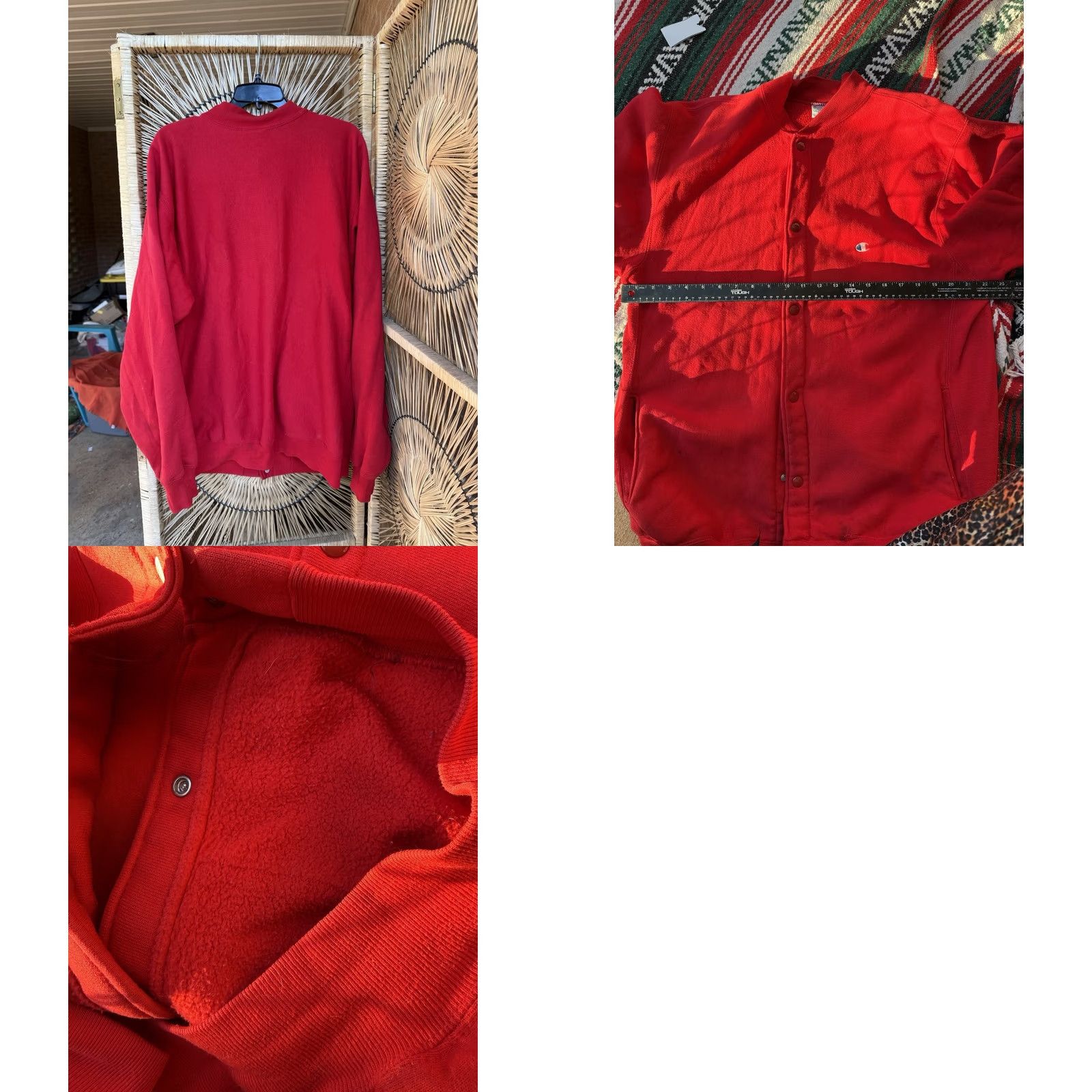 Champion VINTAGE Champion Sweatshirt Mens XL Red Reverse Weave Snap Cardigan Made USA 90s Mens Cardigan Sweatshirt Red 90s Champion Vintage Size US XL / EU 56 / 4 - 8 Thumbnail