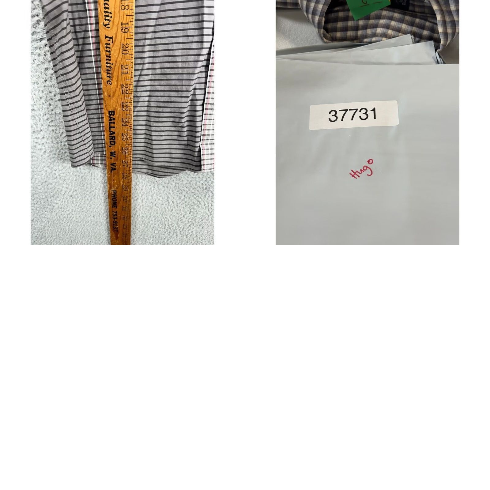 Hugo Boss HUGO BOSS Shirt Mens Large Grey Pinstripe Slim Fit Button Up Long Sleeve Size US L / EU 52-54 / 3 - 8 Thumbnail