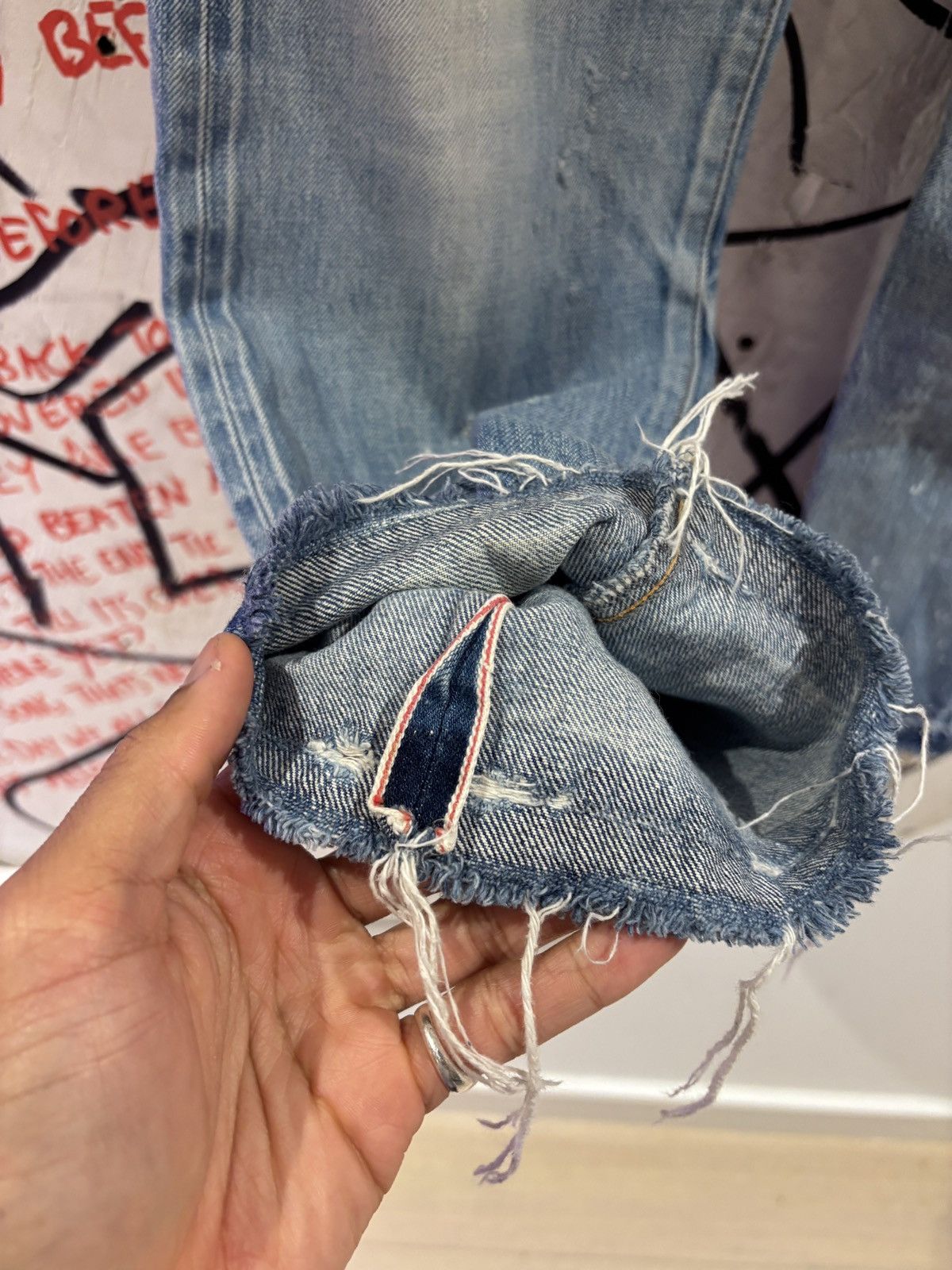Chimala Chimala Mid Rise Distressed Japan Raw Denim Selvedge Jeans Size 27" / US 4 / IT 40 - 8 Thumbnail